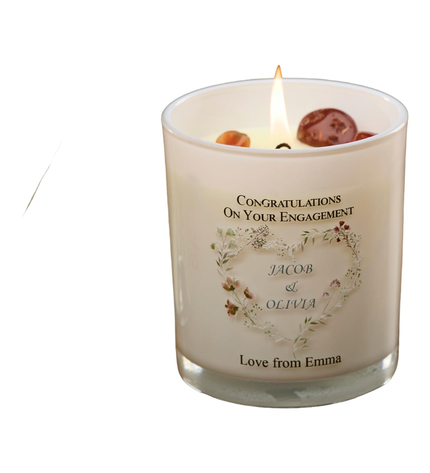 Personalised Candle Gift for Engagement Couple with Watercolour Heart (Sea Breeze) - Buy Online on GoSupps.com