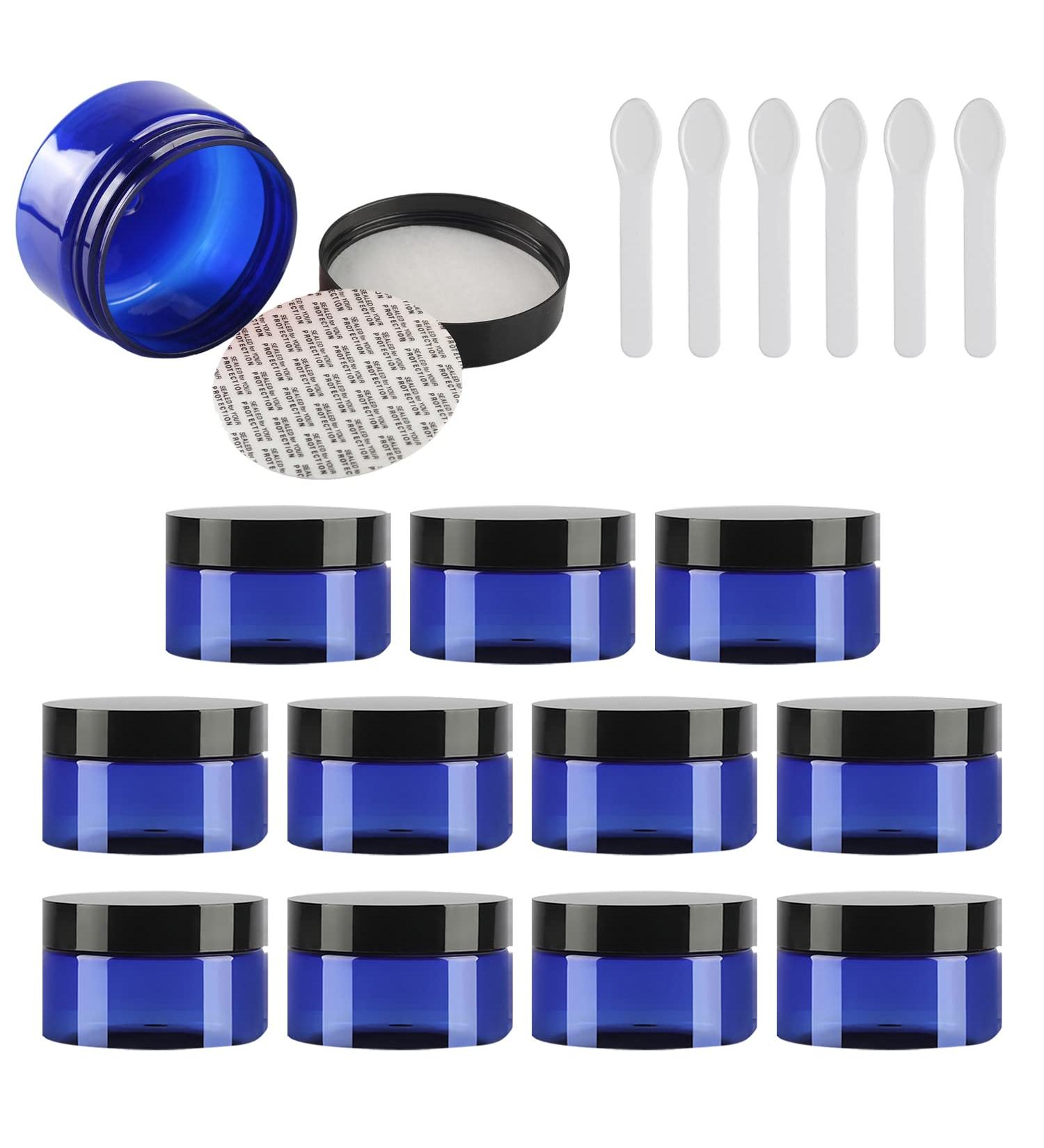 Buy Tianzd 12 Pieces 100ml Blue Plastic Cream Cans & 6 Spatulas - Perfect for Cosmetics & Storage | International Shipping Available - Buy Online on GoSupps.com