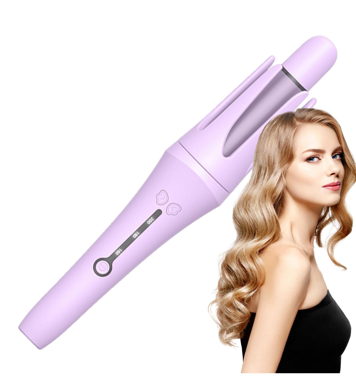 CENRF Auto Curling Iron | Detangling Curling Stick Wand Fast Heating Ions Hair Iron Curler 3 Adjustable Temps Hair Crimper Waver Hair Tool for Most Hair Types 28MM Purple - Buy Online on GoSupps.com