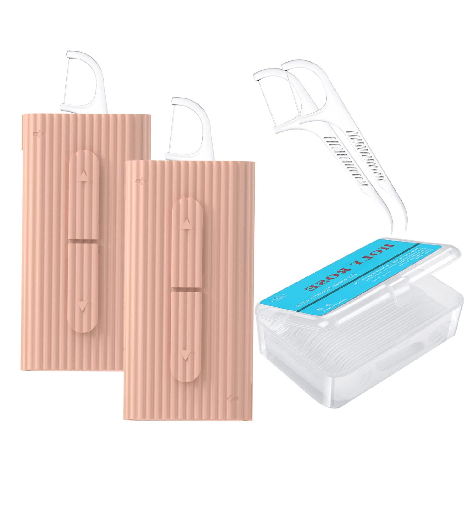 Holy Rose Portable Travel Flosser Dispenser with Dental Picks & Toothpicks - Pink 1 - Buy Online on GoSupps.com