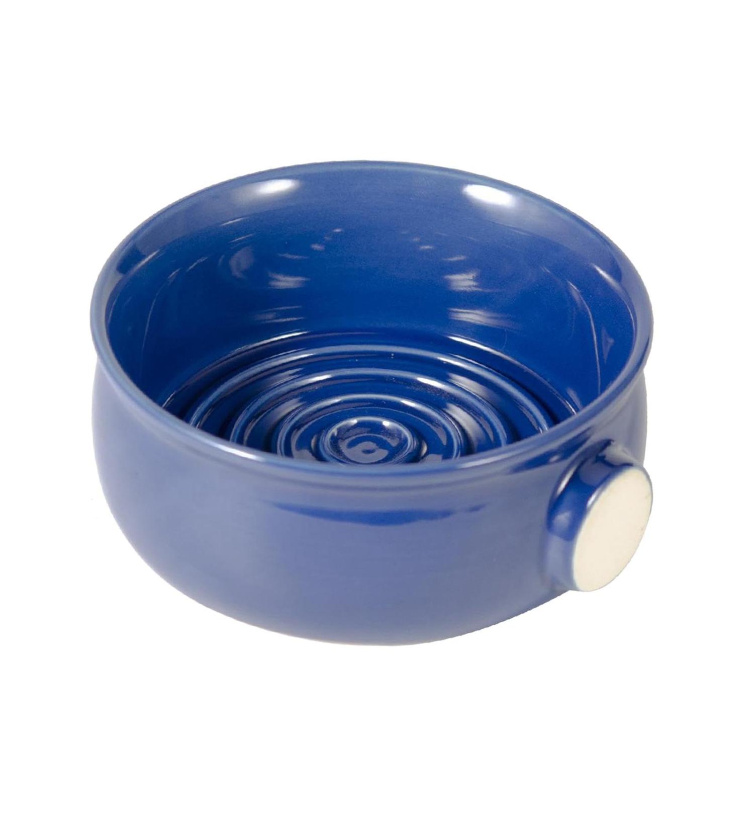 Geardeangloow Luxury Blue Ceramic Shaving Bowl - Wide Mouth Soap & Cream Holder for Men - Buy Online on GoSupps.com
