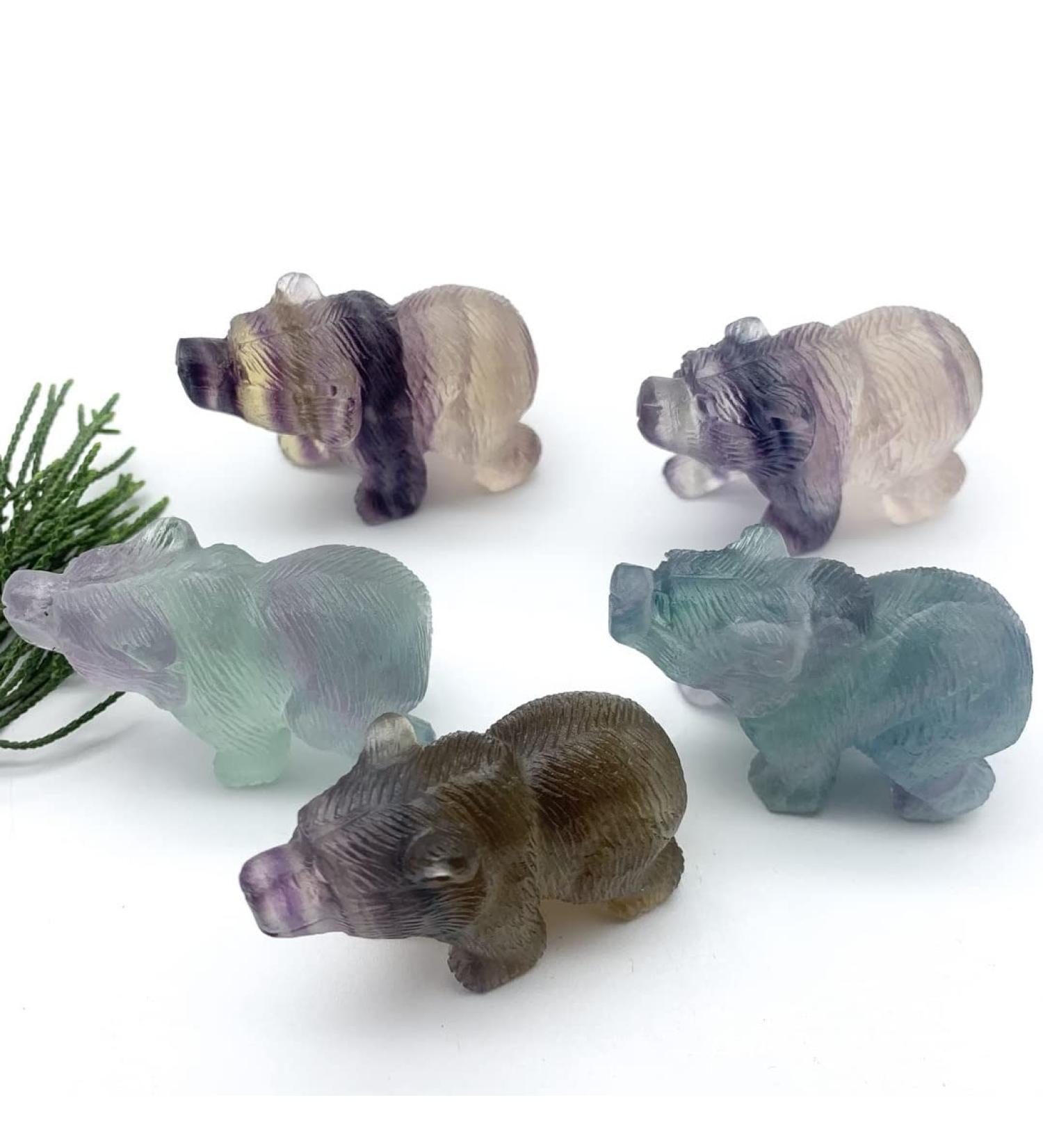 Crystal Rough 1pc Natural Fluorite Bear Animals Crystal Stone Carved Figurine Stone Room DecorationCrystals NaturalReiki Decoration ERTEYIN - Buy Online on GoSupps.com