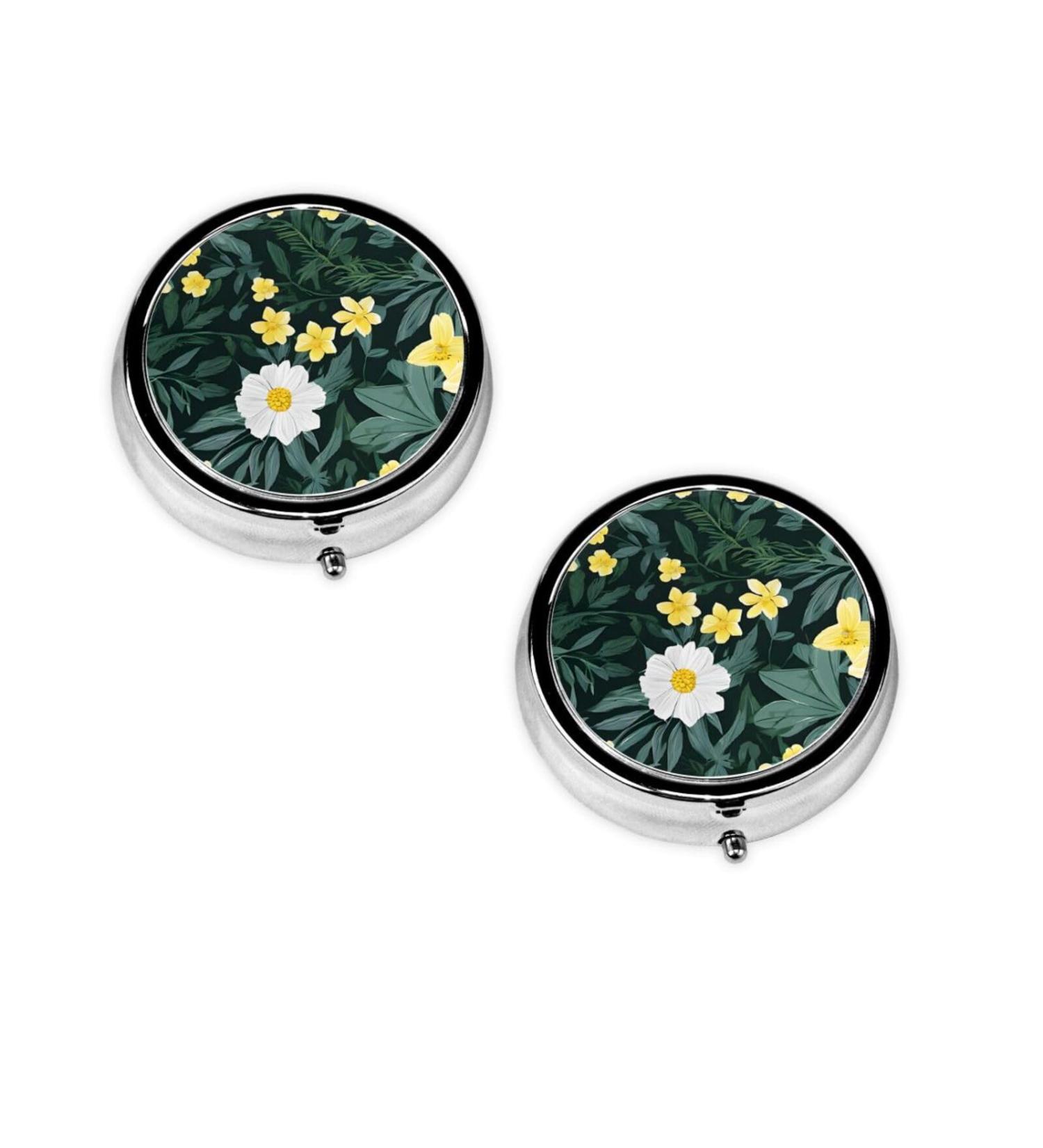 Hawaiian Printed Mini Round Pill Box | 3 Compartment Travel Organizer | Portable Pill Case for Home & Office Use - Buy Online on GoSupps.com