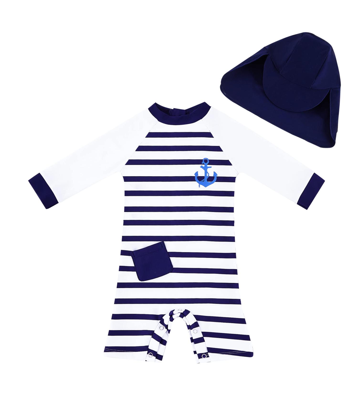 Upandfast Baby Boys/Girls Zipper Swimwear with Snap Bottom UPF 50+ Sun Protection Toddler Swimsuit Anchor 12-18 Months - Buy Online on GoSupps.com