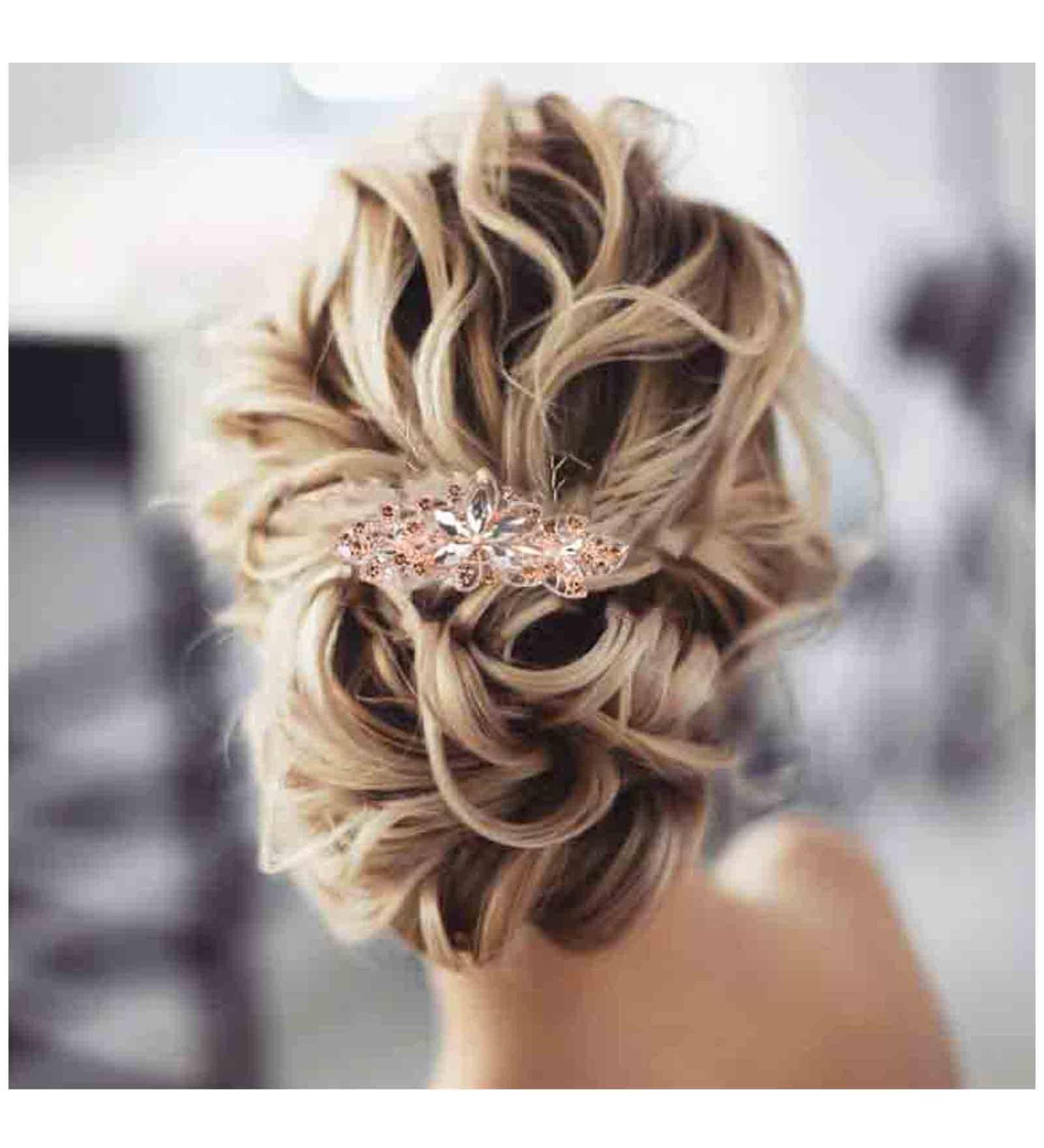 Yheakne Crystal Wedding Hair Clip Barrette - Gold Rhinestone Bridal Headpiece for Women and Girls - Buy Online on GoSupps.com