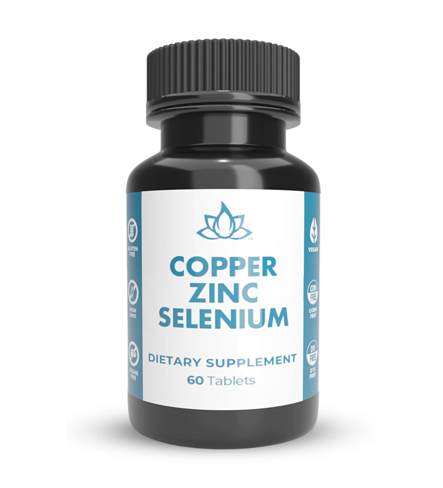 Copper 5mg Zinc 40mg Selenium 200mcg 3 in 1 Formula High Absorption Tablets - 60ct | New World Health Brands - Buy Online on GoSupps.com