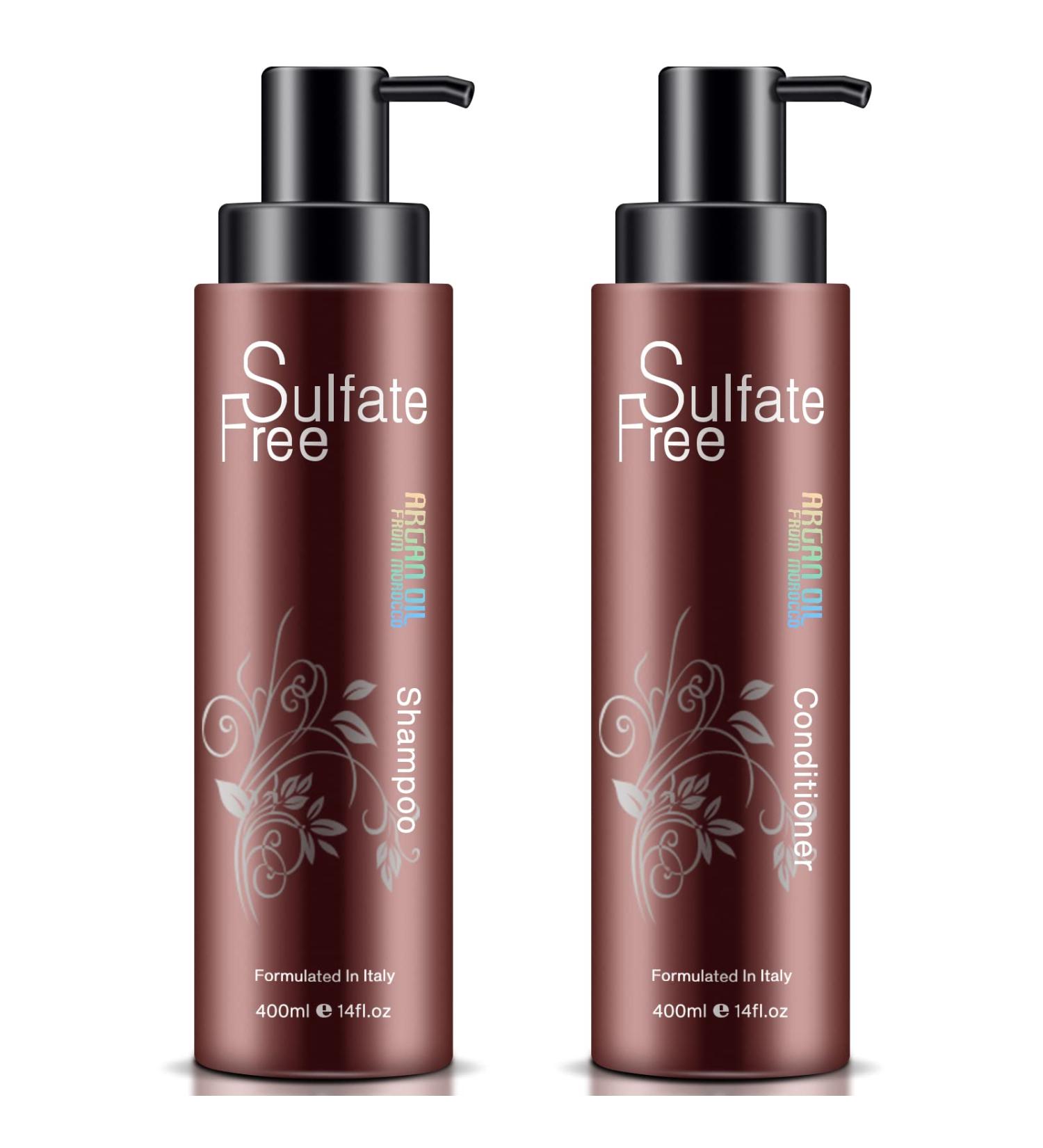 Nuspa Organic Sulfate-Free Moroccan Argan Oil Shampoo & Conditioner Set - Color Safe, UV Protection, Intense Moisture for Dry, Damaged, Frizzy Hair - Volumizing Formula for Thin Hair - 14oz (2 Pack) - Buy Online on GoSupps.com