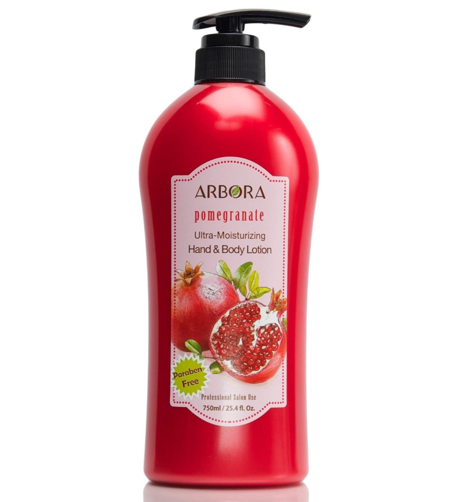 ARBORA Pomegranate Hand & Body Lotion 25.4oz - Paraben Free Ultra-Moisturizing Korean Massage Lotion - Buy Online on GoSupps.com