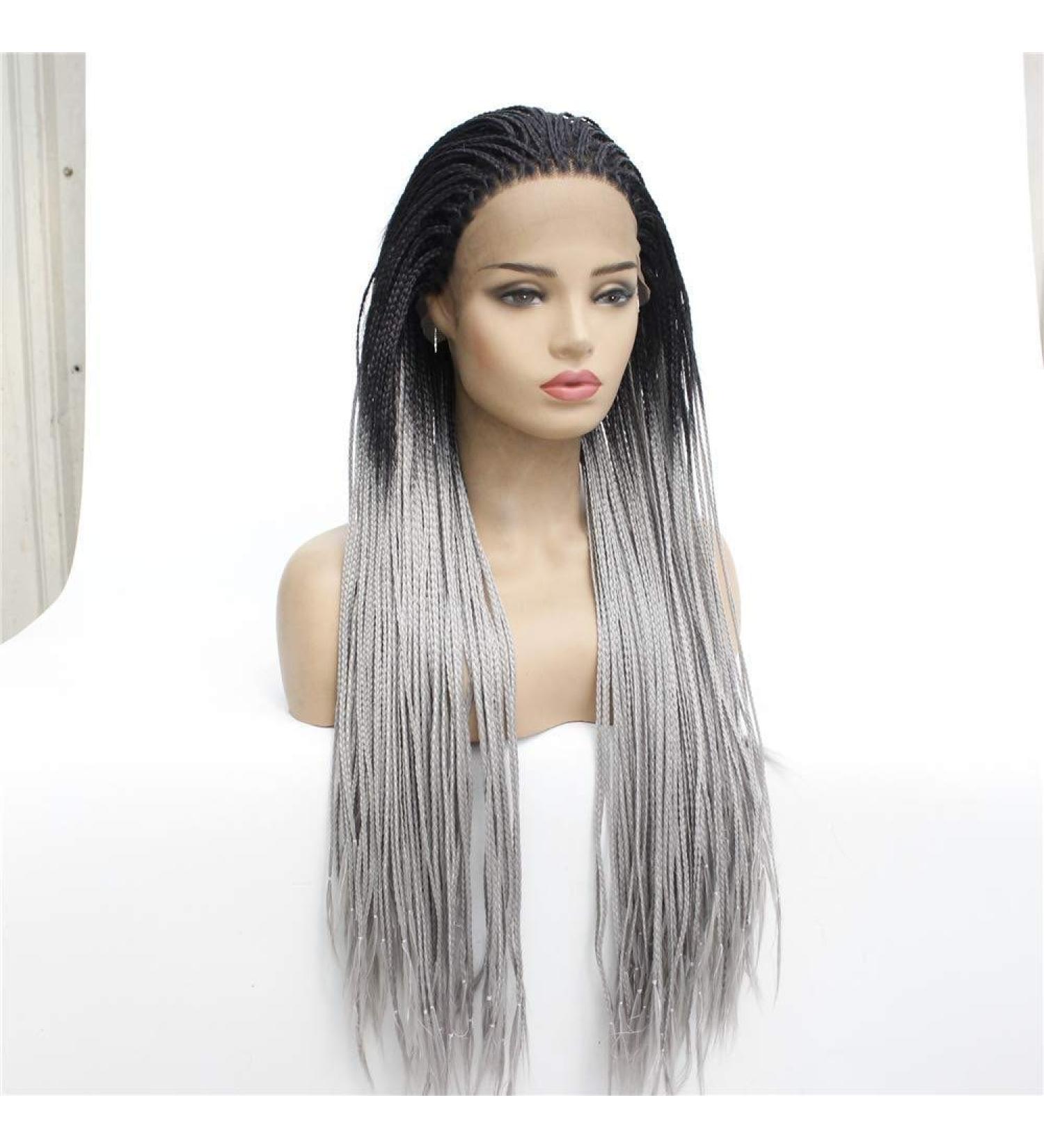 Shop Gradient Long Straight Front Lace Wig with Braids - International Shipping Available - Buy Online on GoSupps.com