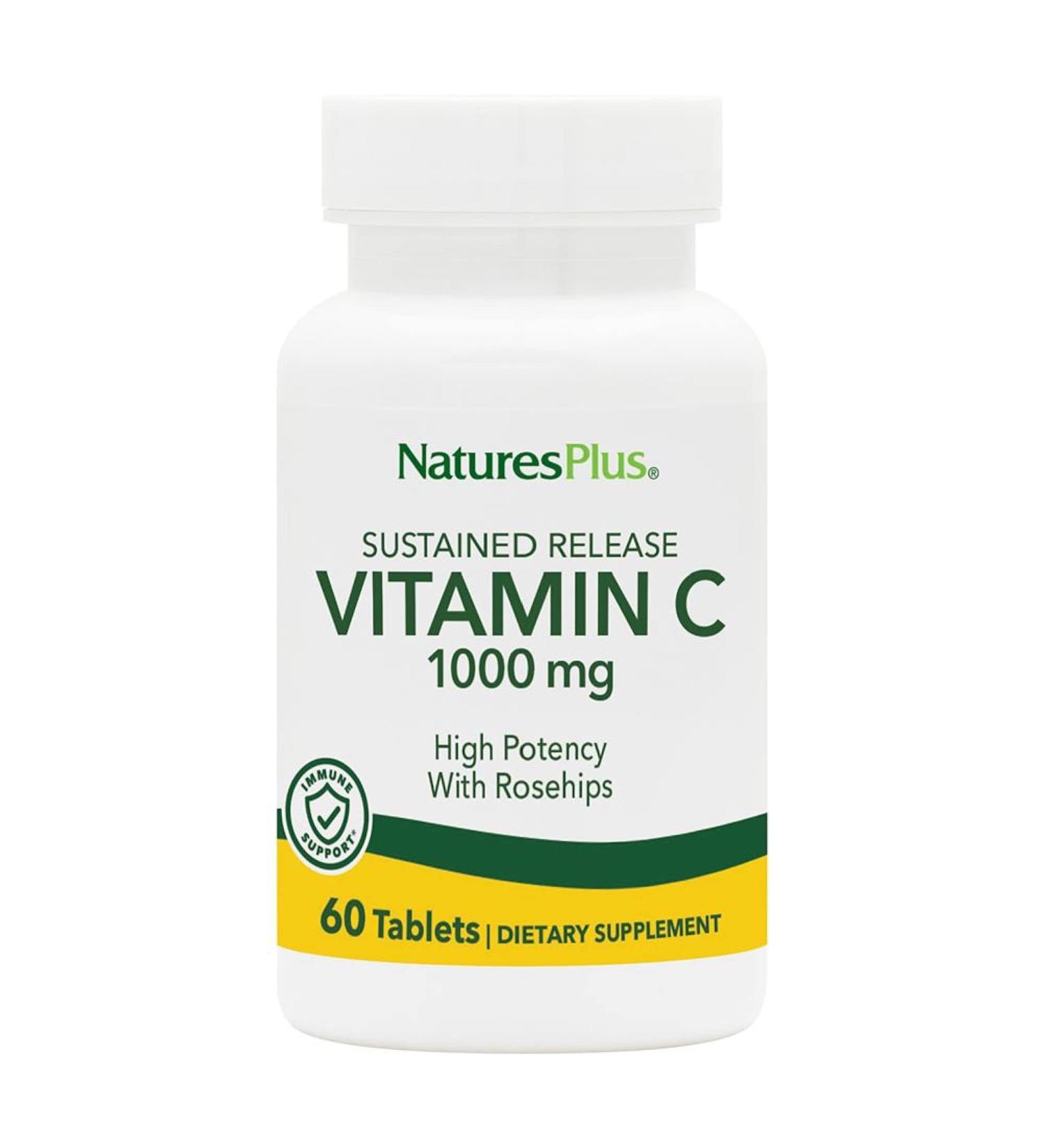 NaturesPlus Vitamin C 1000 mg with Rose Hips - 60 Sustained Release Tablets - Supports Immune Health Energy & Antioxidant Protection - Vegetarian Gluten Free - 60 Servings 1 Count (Pack of 1) - Buy Online on GoSupps.com