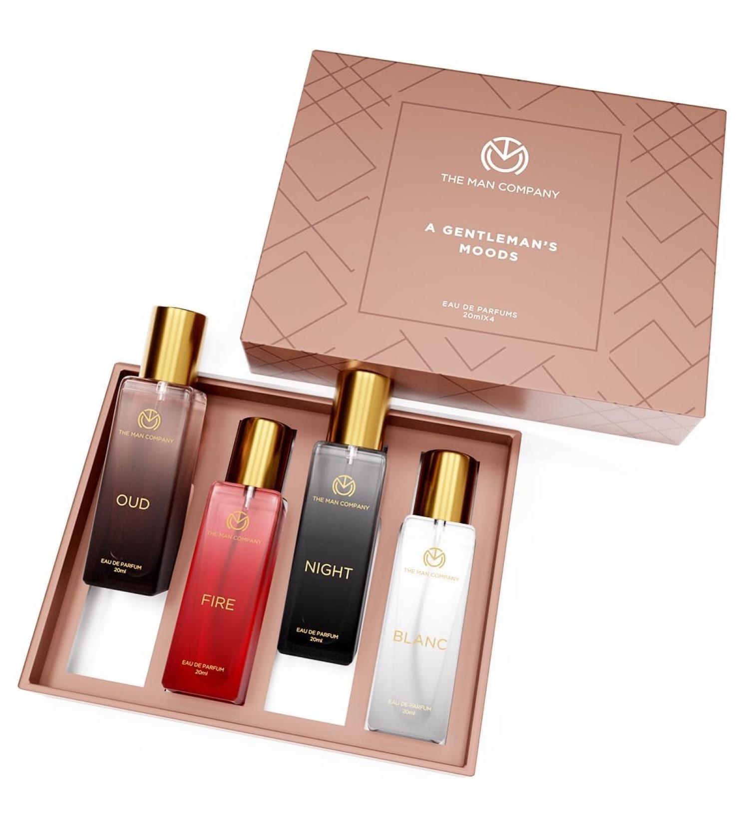 The-Company Specially Curated Perfume Spray Gift Set For Men - 4X20Ml A Gentleman's Moods Premium Long-Lasting Luxury Eau De Parfum Night For Date Blanc For Office Fire For Party Oud For Outing - Buy Online on GoSupps.com