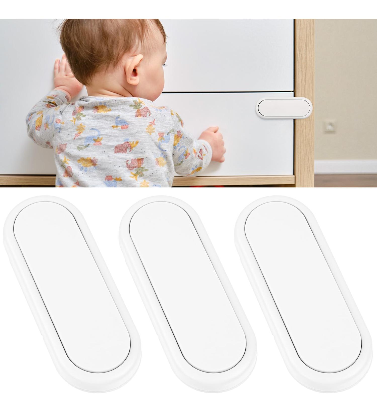 Child Safety Cupboard Locks - 3 Pack White | Baby Proof Latches for Kitchen, Door, Drawer, Closet & Refrigerator by HOTUT - Buy Online on GoSupps.com