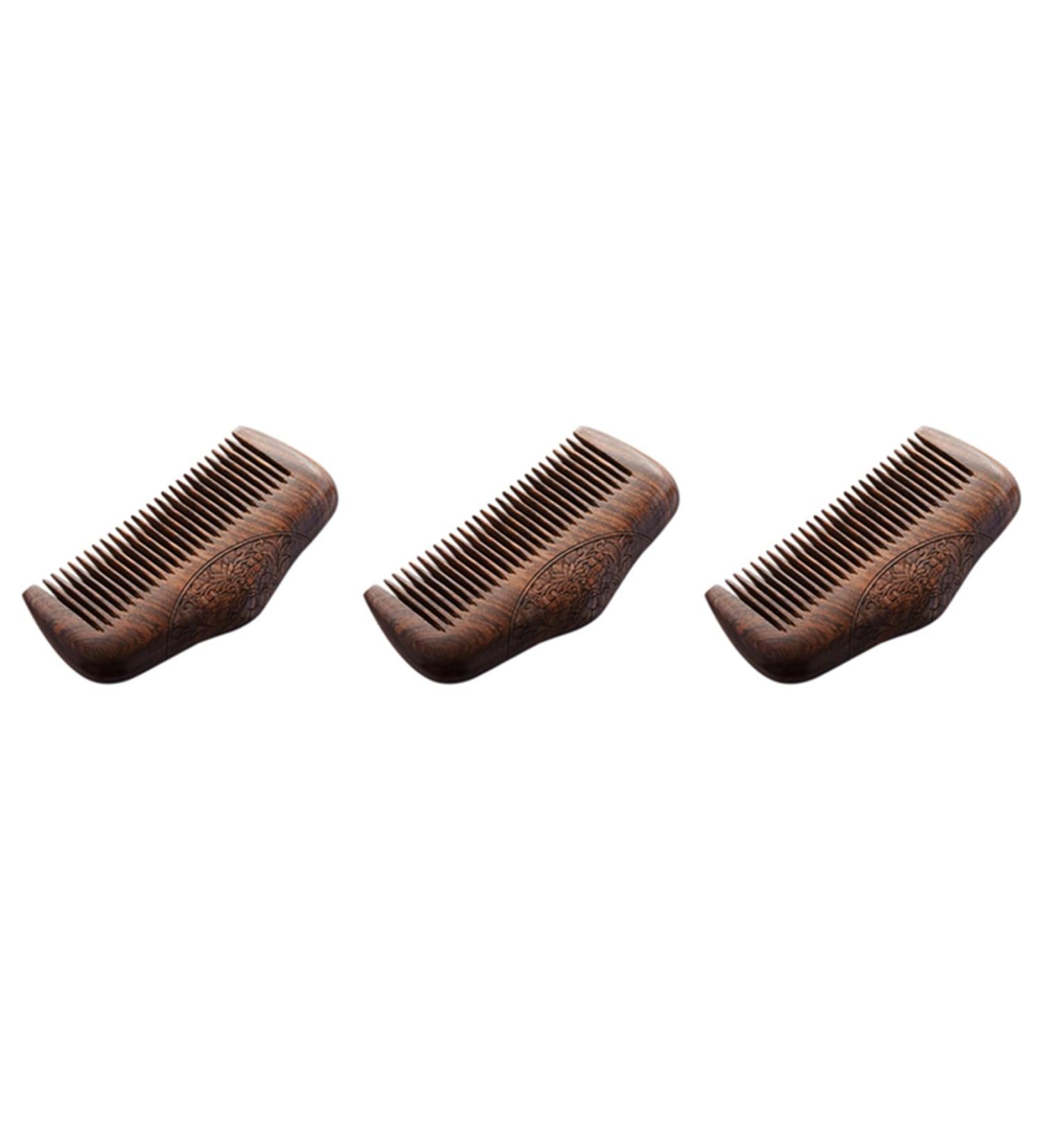 Booso 3X Peigne de Poche Bois de Vert Naturel Super Narrow Dent Bois Peignes Statiques Poux Barbe Peigne Coiffure Peigne en Bois de