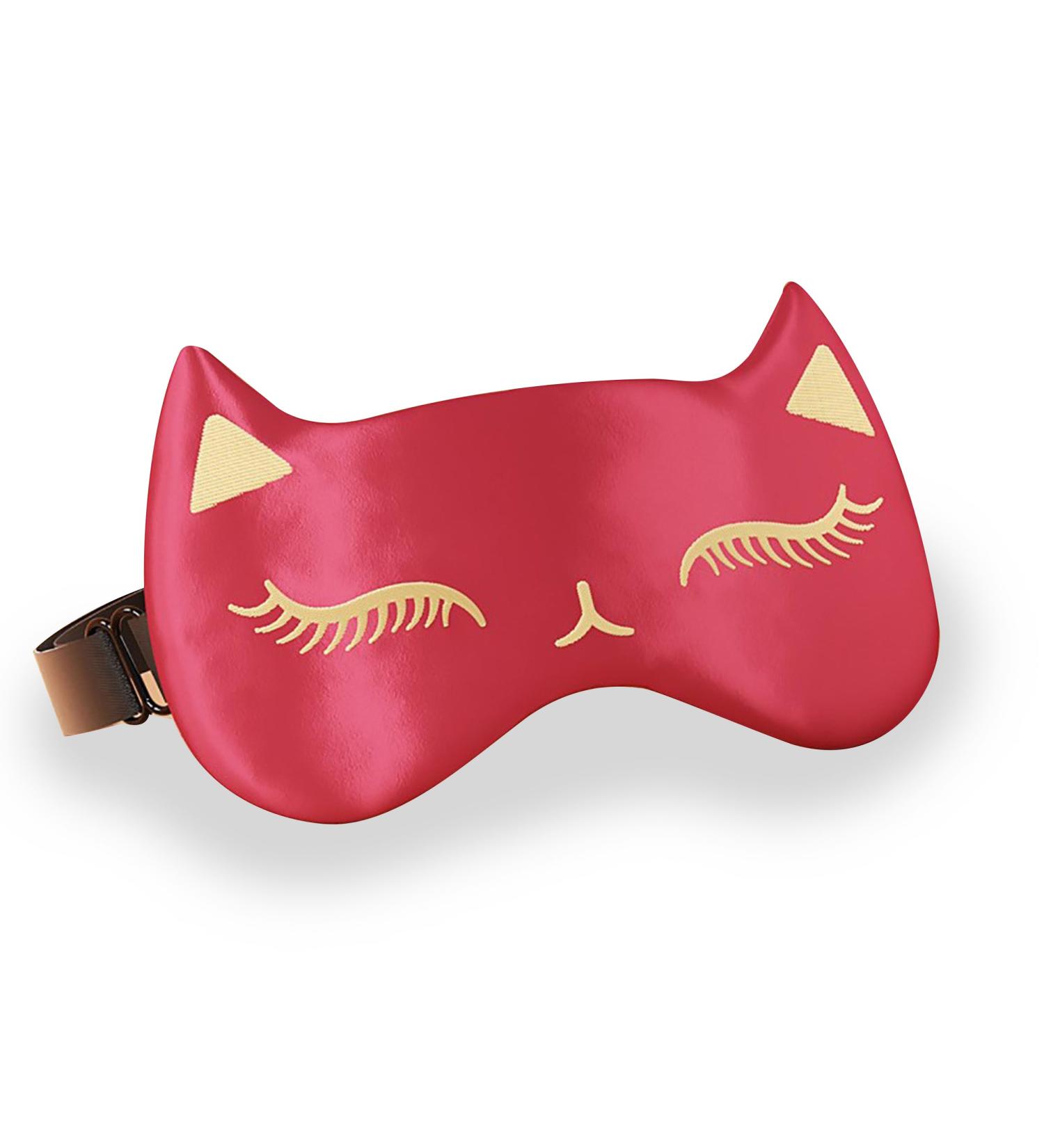 Drizzle Cat Eye Mask - Natural Silk Sleep Mask for Cute and Soft Sleeping (Red) - Buy Online on GoSupps.com