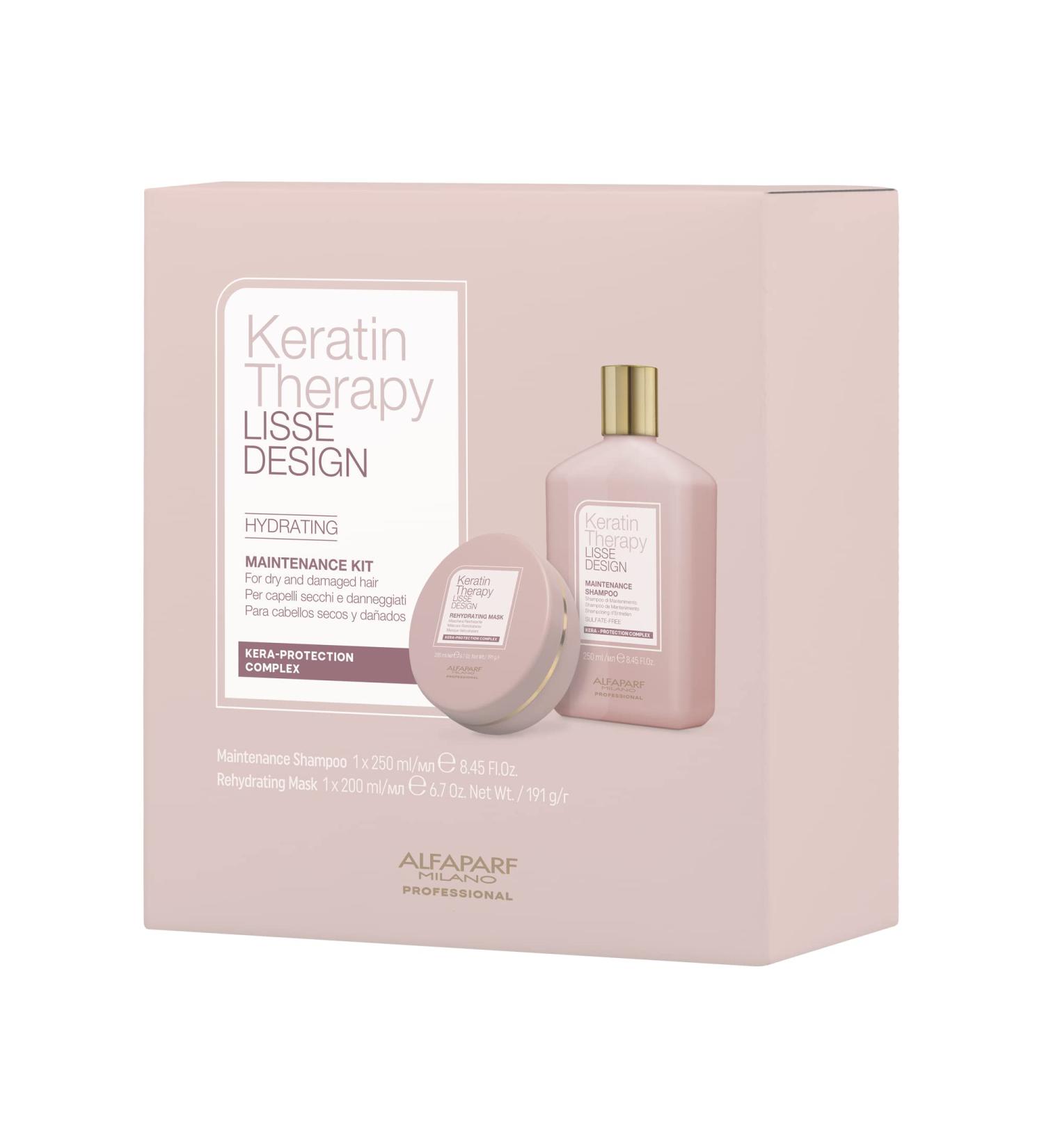 Alfaparf Milano Keratin Therapy Lisse Design Hydrating Kit - Shampoo & Hair Mask Set for Keratin Treatments - Anti-Frizz Hair Products - 8.45 Fl Oz / 6.7 Oz - Buy Online on GoSupps.com