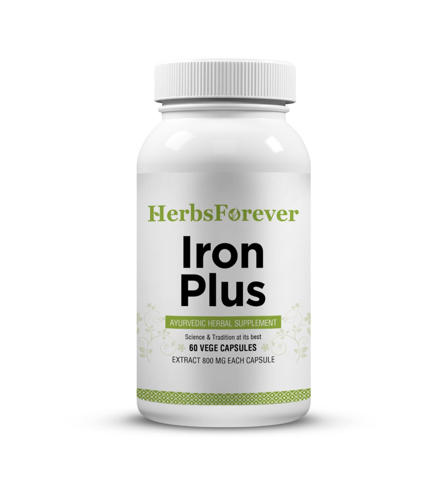 Herbsforever Iron Plus Capsules Supplement Promotes Iron Level 60 Capsules - Buy Online on GoSupps.com
