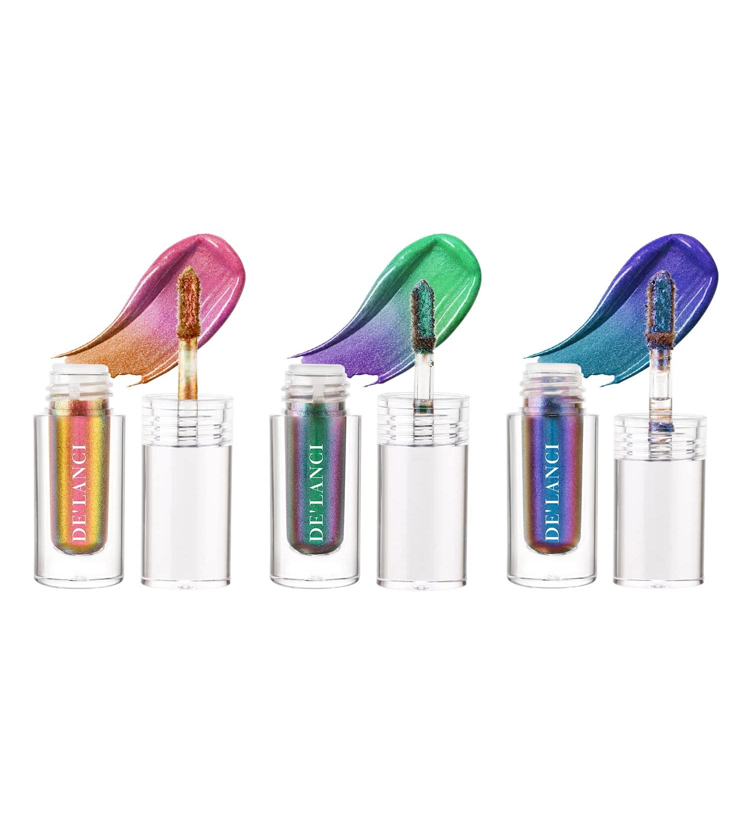 DE'LANCI Holographic Duochrome Liquid Eyeshadow Set - Coral, Elf, Galaxy - Buy Online on GoSupps.com