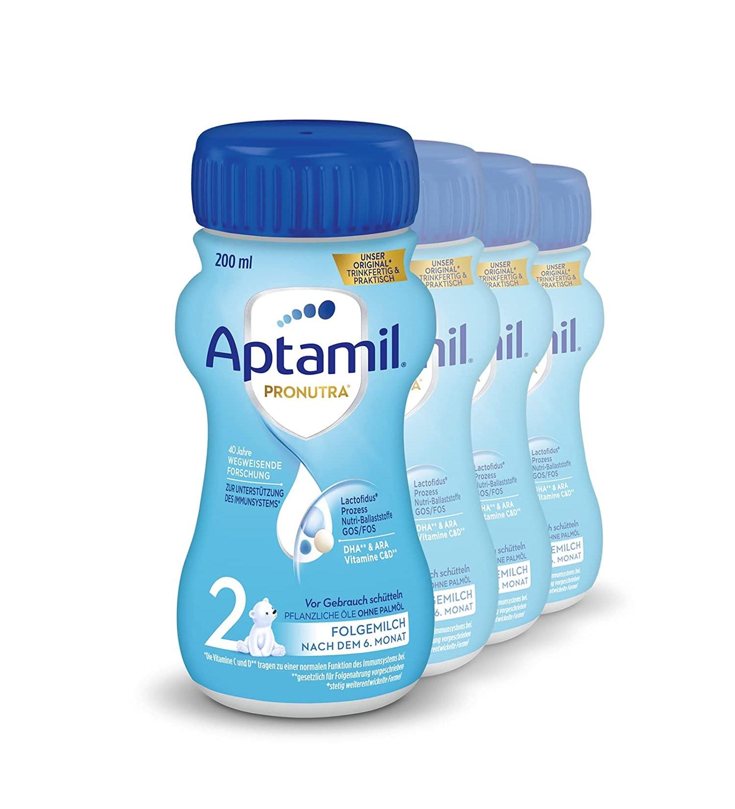 Aptamil Pronutra 2 Follow-On Milk Formula (4 x 200 ml) | Ready to Drink Baby Milk 6 Months+ - International Shipping Available - Buy Online on GoSupps.com