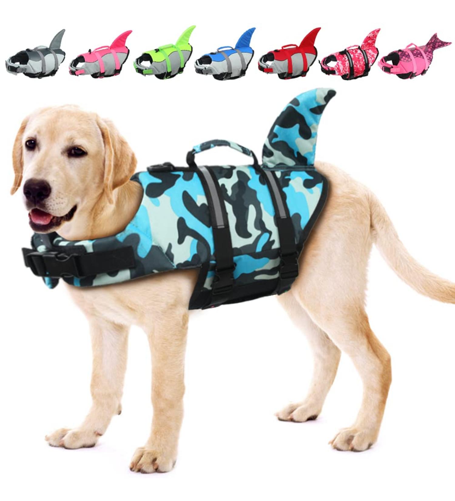 Emust Adjustable Dog Life Jacket - Safety Vest for Small/Medium/Large Dogs - Water Safety with Rescue Handle - Perfect for Swimming Pool & Beach - Blue Camouflage - Buy Online on GoSupps.com