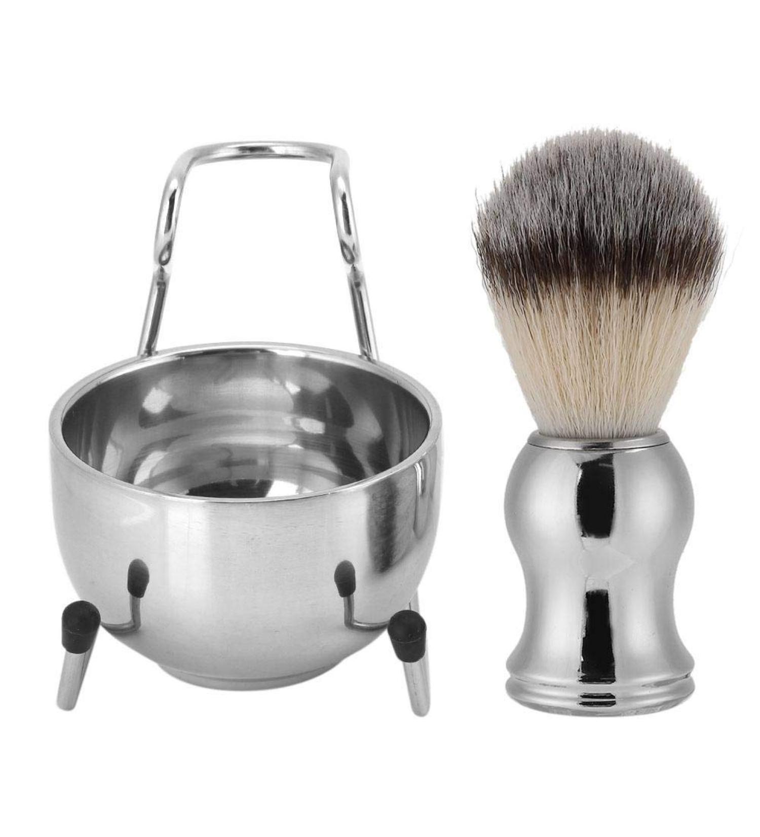 Premium Stainless Steel Shaving Tool Set | Shaving Brush Beard Brush Holder & Soap Bowl Perfect for Beauty Salons & Home Use | International Shipping Available - Buy Online on GoSupps.com