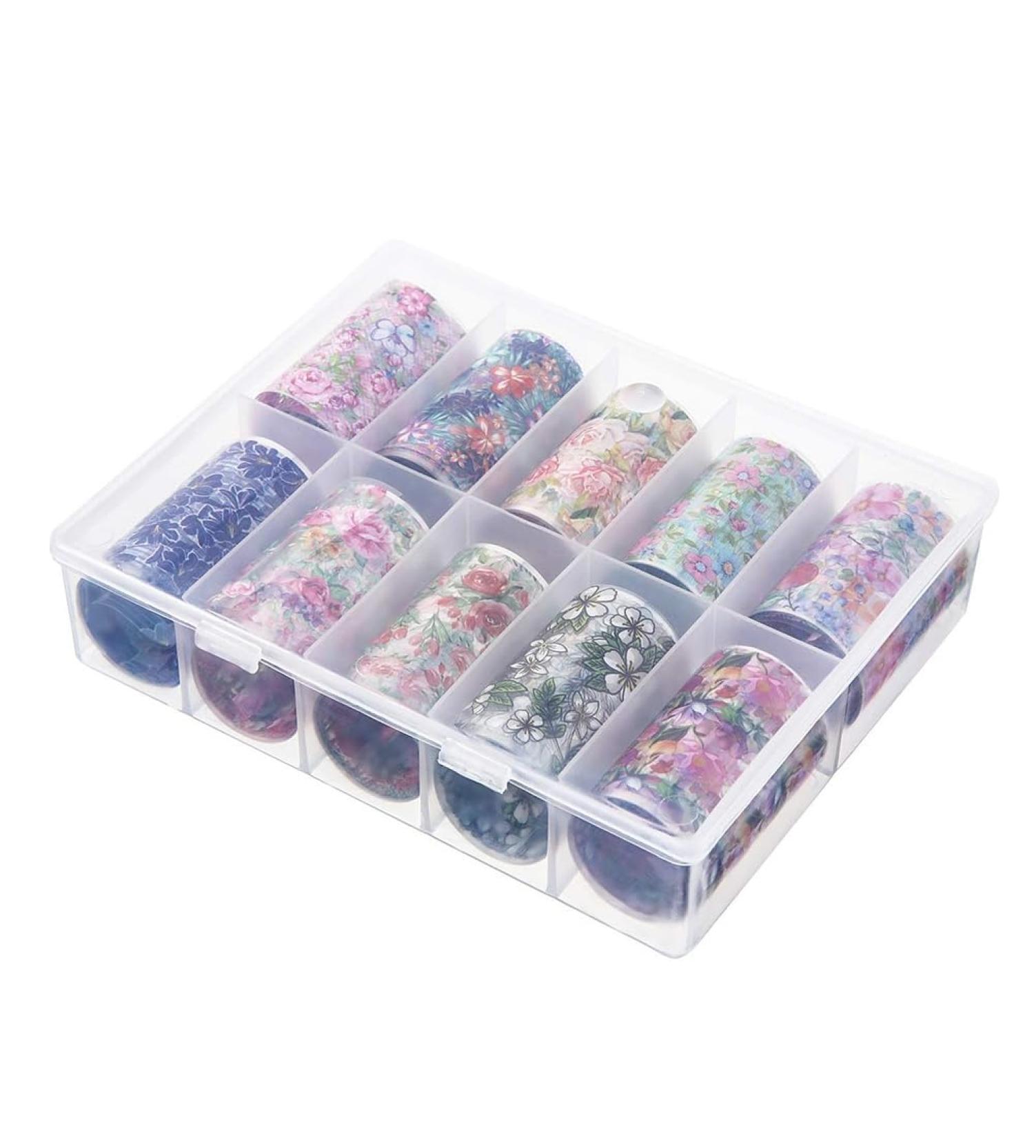 Yssevlon Floral Design Nail Art Foil Stickers - 1 Box 10 Rolled Starry Wraps and Transfer Decals - Buy Online on GoSupps.com