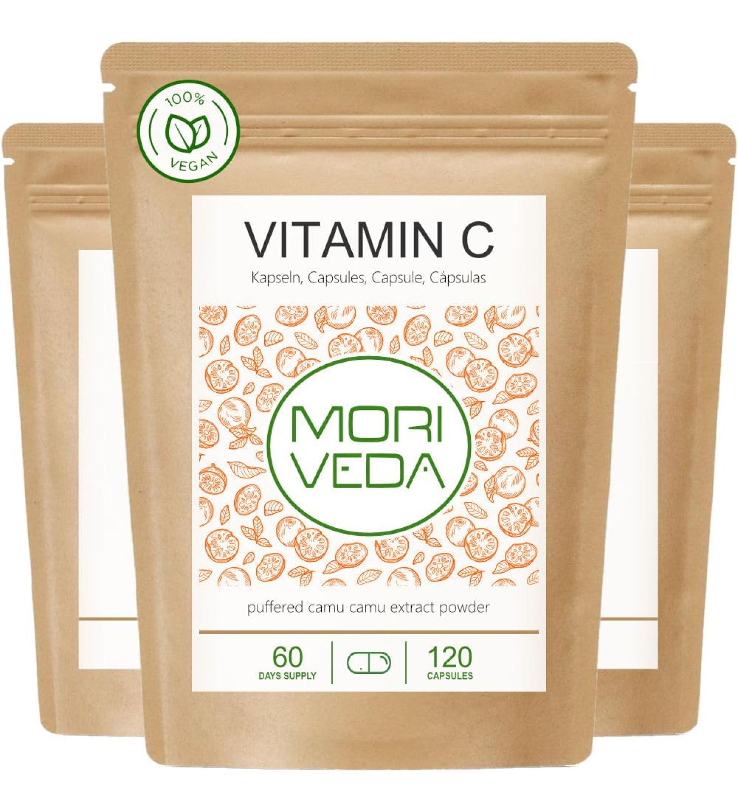 Capsules de vitamine C haute dose - approvisionnement pour un an - biodisponibilit maximale gr ce l'extrait de camu camu tamponn - v g talien et sans gluten - 360 capsules par Moriveda 360 unit s - Buy Online on GoSupps.com