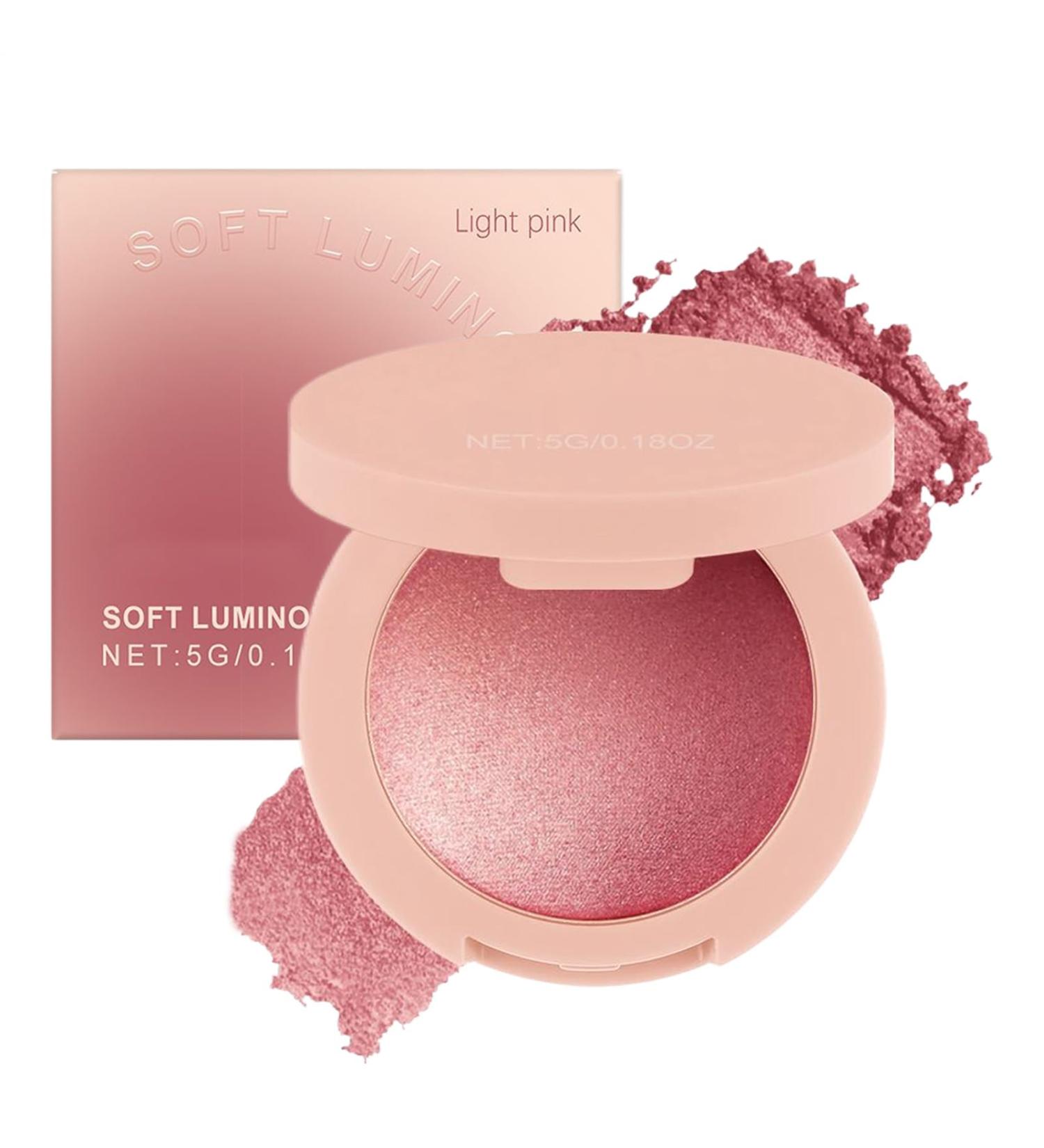 Blush For Cheeks Powder Blush Face Makeup Highly Pigmented Glitter Cosmetics Long Lasting Buildable For Women Girls Party Wedding Light Pink - Buy Online on GoSupps.com