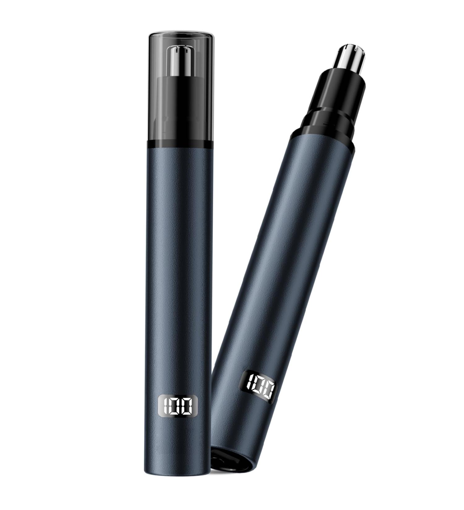 Nose Hair Trimmer for Men & Women - LED Light Digital Display Painless Ear & Nose Clipper USB Rechargeable (Dark Blue - Buy Online on GoSupps.com