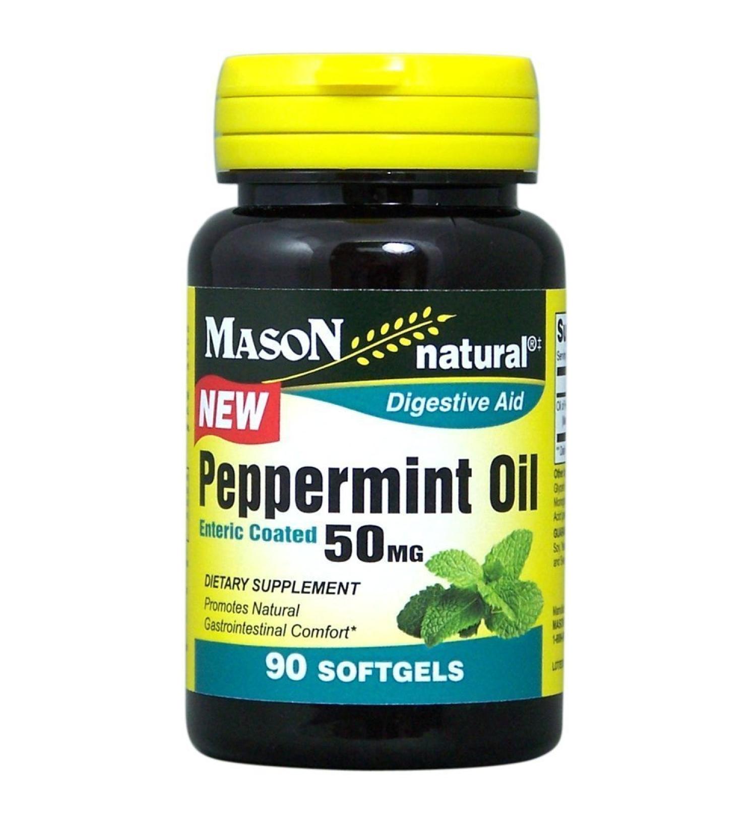 Mason Natural Peppermint Oil 50 mg Enteric Coated Softgels - 90 Softgels Pack of 6