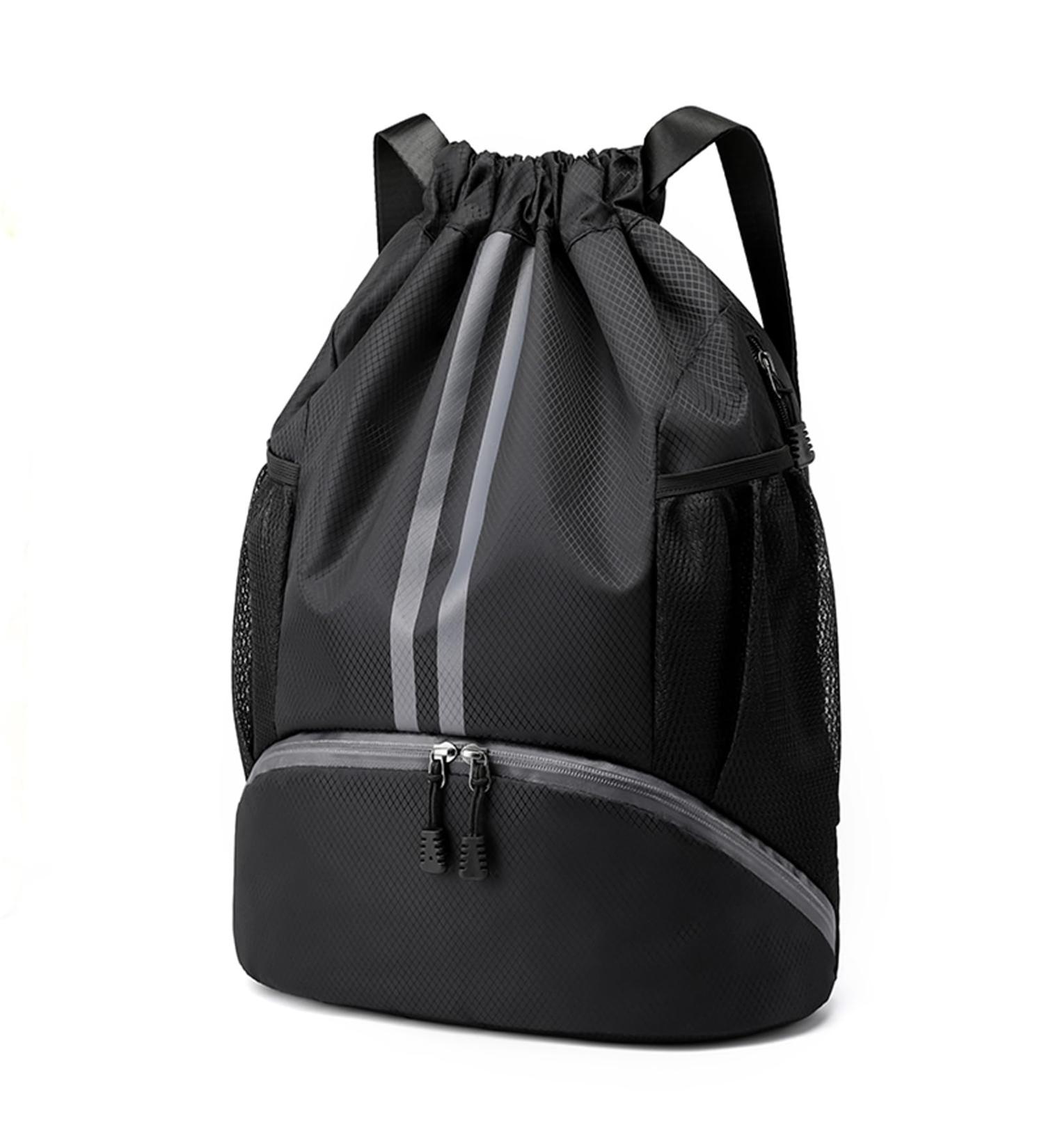 Hoedia Unisex Sports Backpack with Drawstring L - Durable & Stylish Black Gym Bag for Travel & Fitness - Buy Online on GoSupps.com