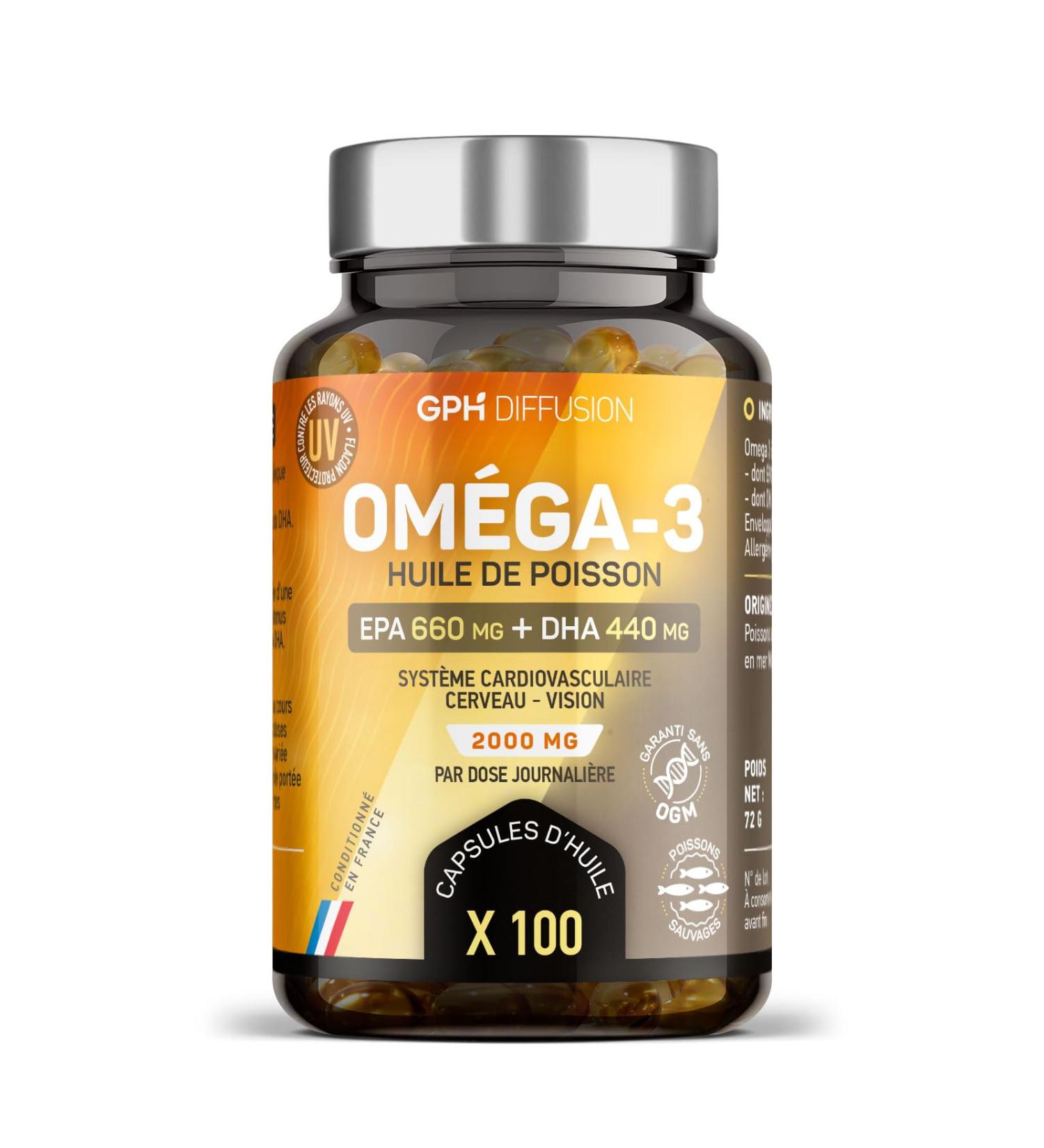 Omega 3 Wild Fish Oil - 33% EPA / 22% DHA - 100 Capsules - GPH Diffusion - Buy Online on GoSupps.com