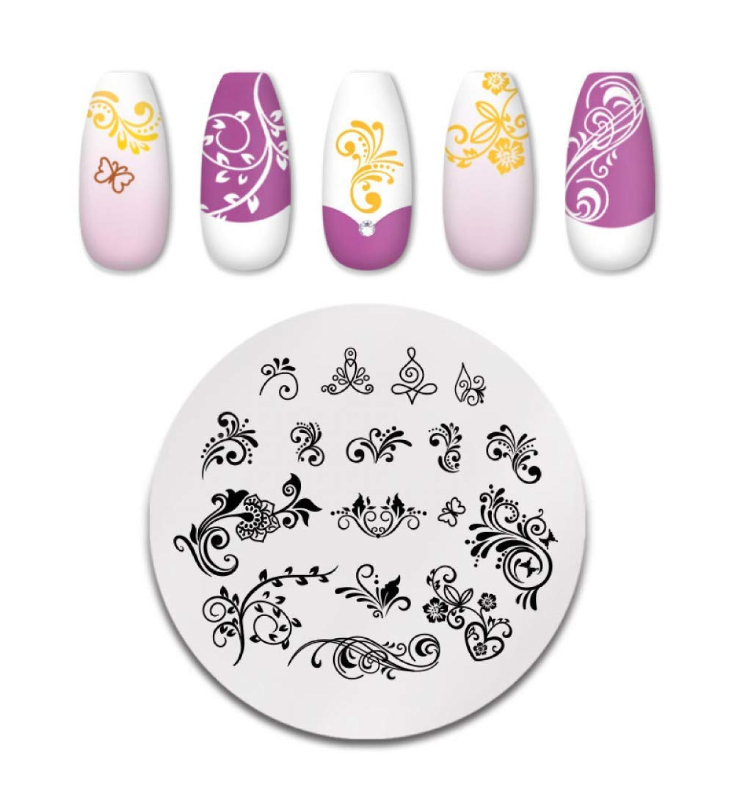 Nail Stamping Plate - Flower Design | Natural Series Nail Art Tools for Stunning Manicures - Buy Online on GoSupps.com