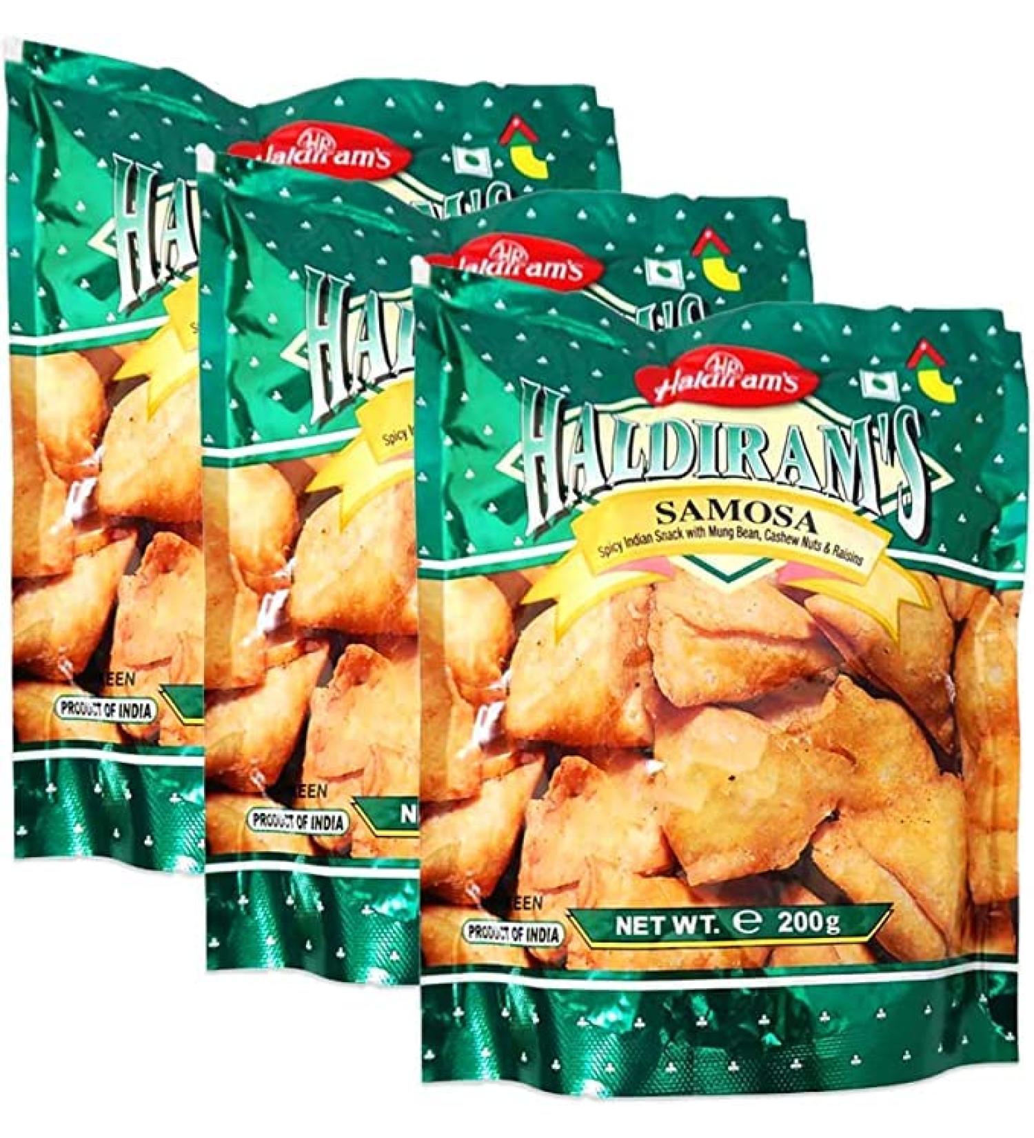 Haldiram's | Samosa | 200g | Tea Time Snacks | Cunchy | Indian Origin | Indian Snack (Pack of 3)