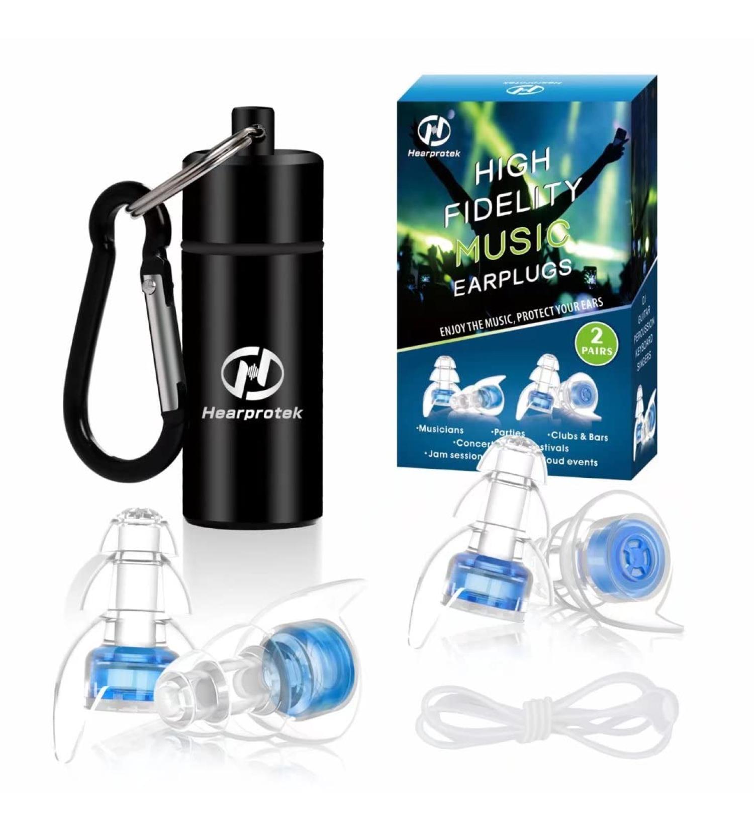 Hearprotek High Fidelity Concert Ear Plugs - Noise Reduction Music Earplugs for Musicians & Events - Blue - Buy Online on GoSupps.com