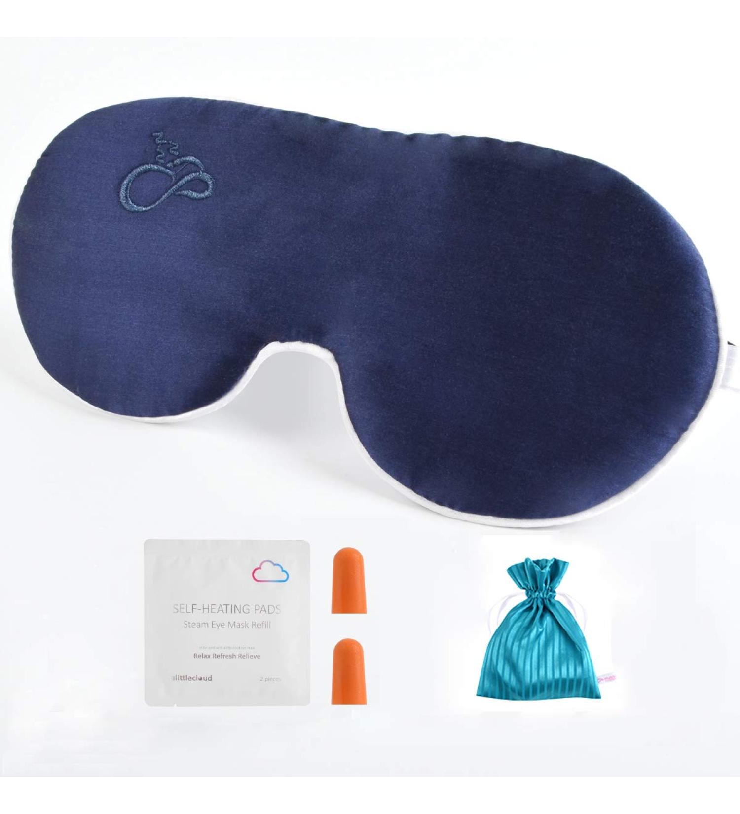 alittlecloud Silk Sleep Mask - Ergonomic Navy Blue Eye Mask for Travel/Naps/Yoga - Adjustable Strap for Women/Men - Buy Online on GoSupps.com