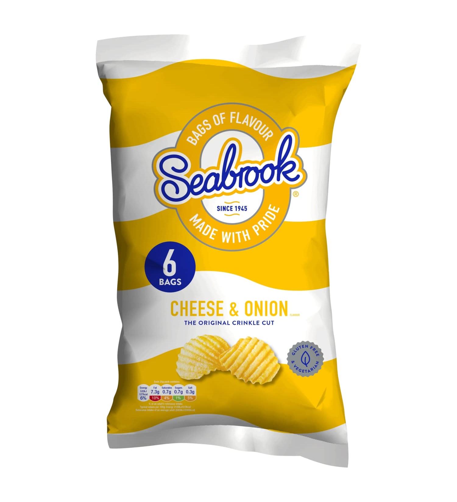 Seabrook Cheese & Onion Flavour 6 x 25g - Buy Online on GoSupps.com