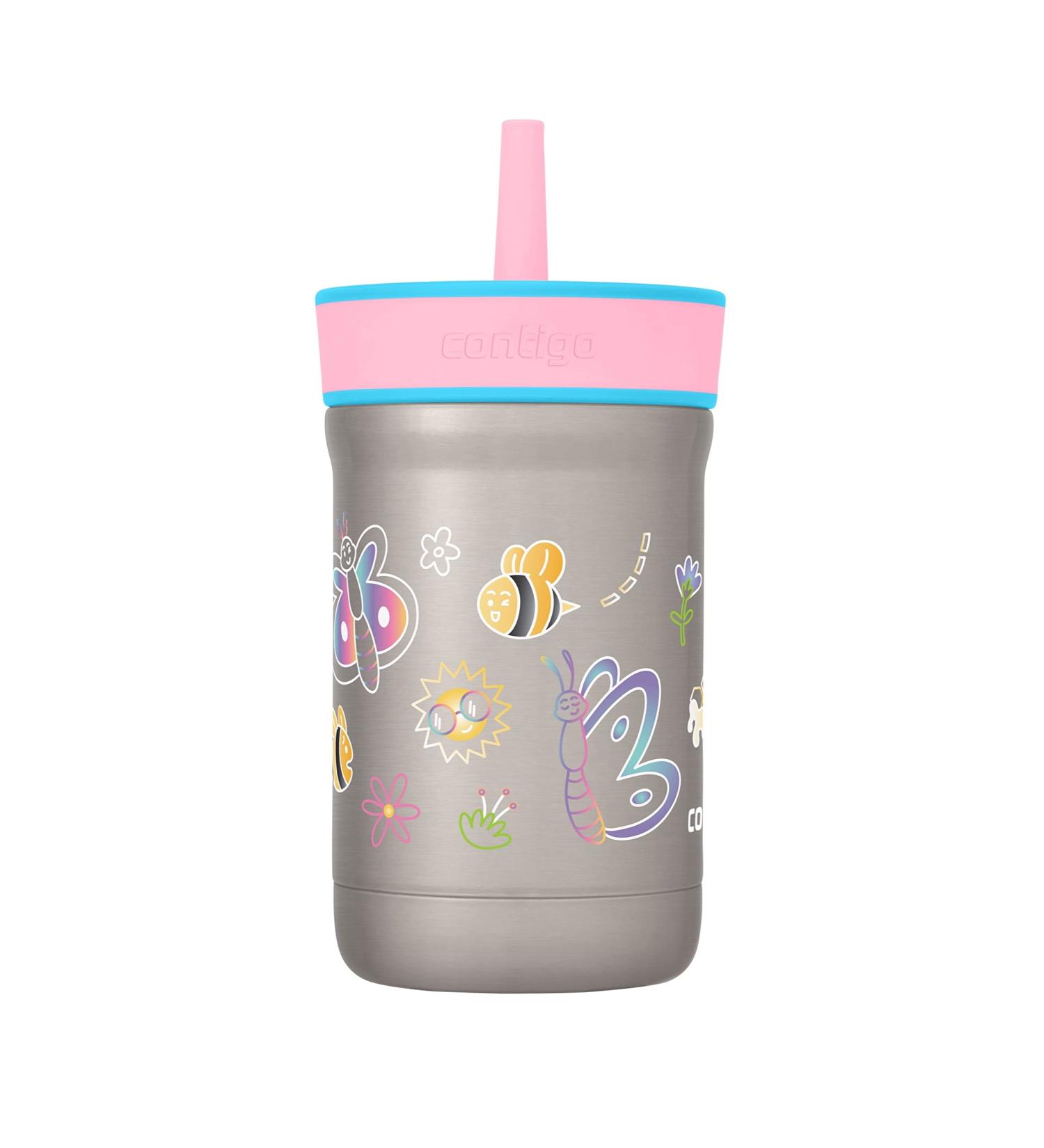 Contigo Leighton 12oz Kids Water Bottle | Stainless Steel, Spill-Proof Lid | Keeps Drinks Cold up to 13 Hours | Raspberry/Azalea - Buy Online on GoSupps.com