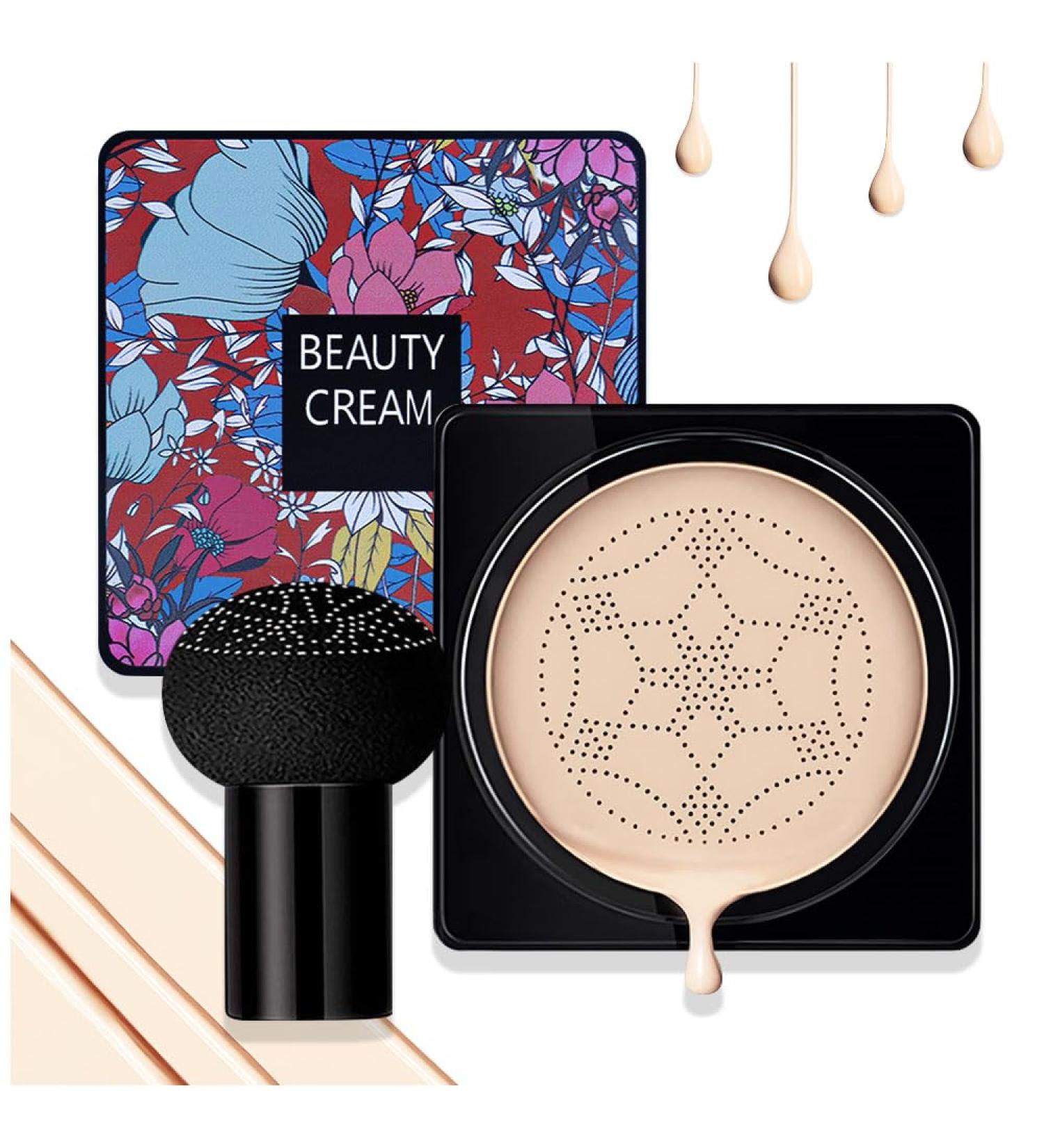 Air Cushion CC Cream Mushroom Head Foundation BB Cream Face Makeup Foundation for Mature Skin Moisturizing Concealer Even Skin Tone - 01#ivory tint - Buy Online on GoSupps.com