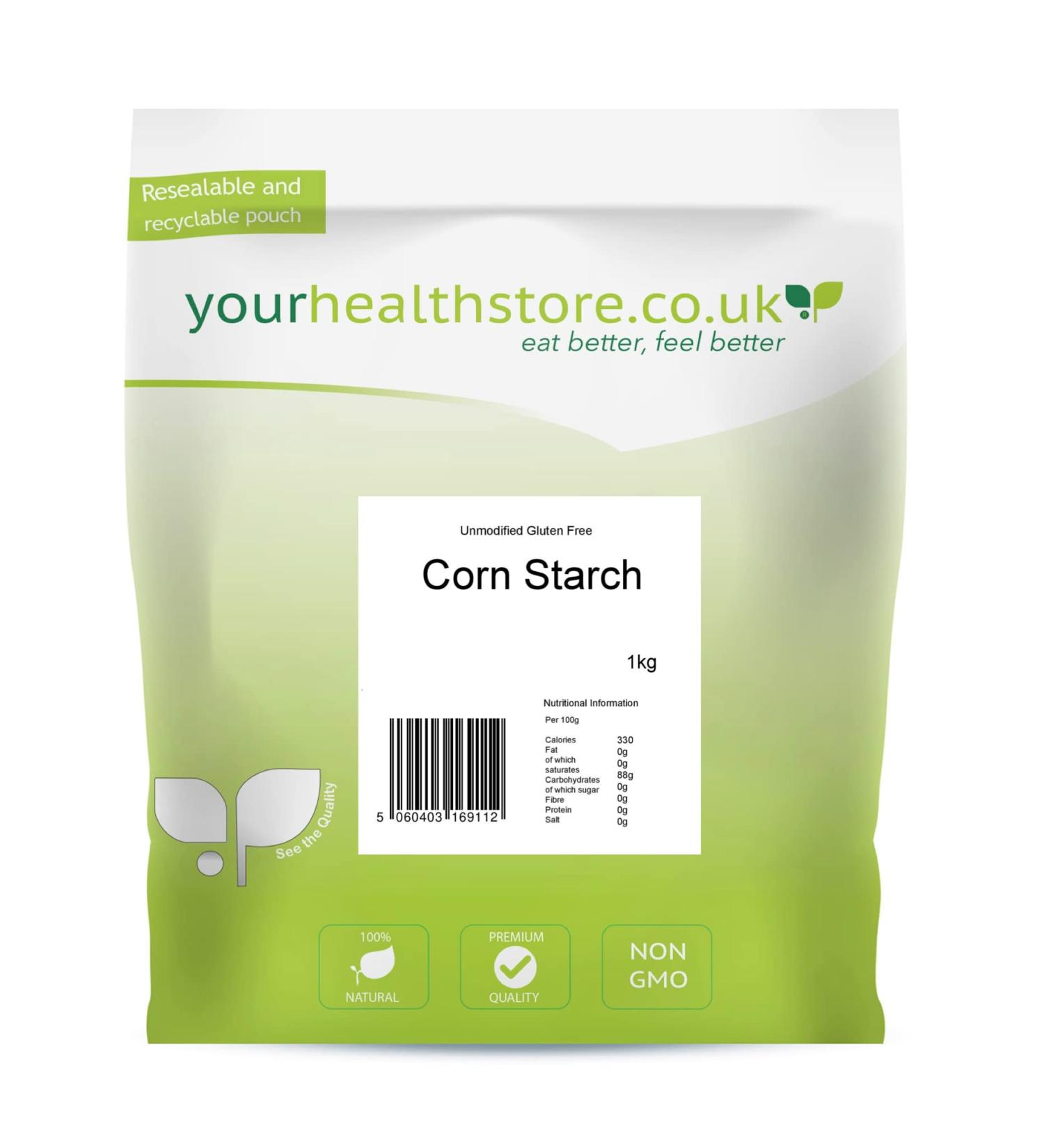 yourhealthstore Premium Unmodified Gluten Free Corn Starch Non GMO Vegan (Recyclable Pouch) Off white 1000 g