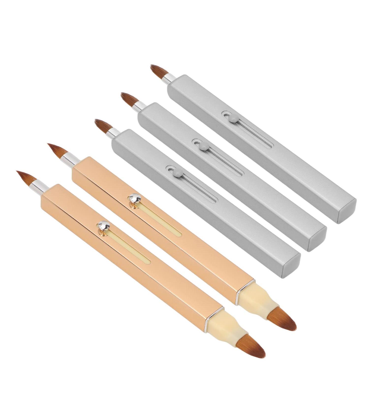Retractable Lip Brush Set - 5 Nylon Brushes with Shell & Automatic Seal for Perfect Application | International Shipping Available - Buy Online on GoSupps.com