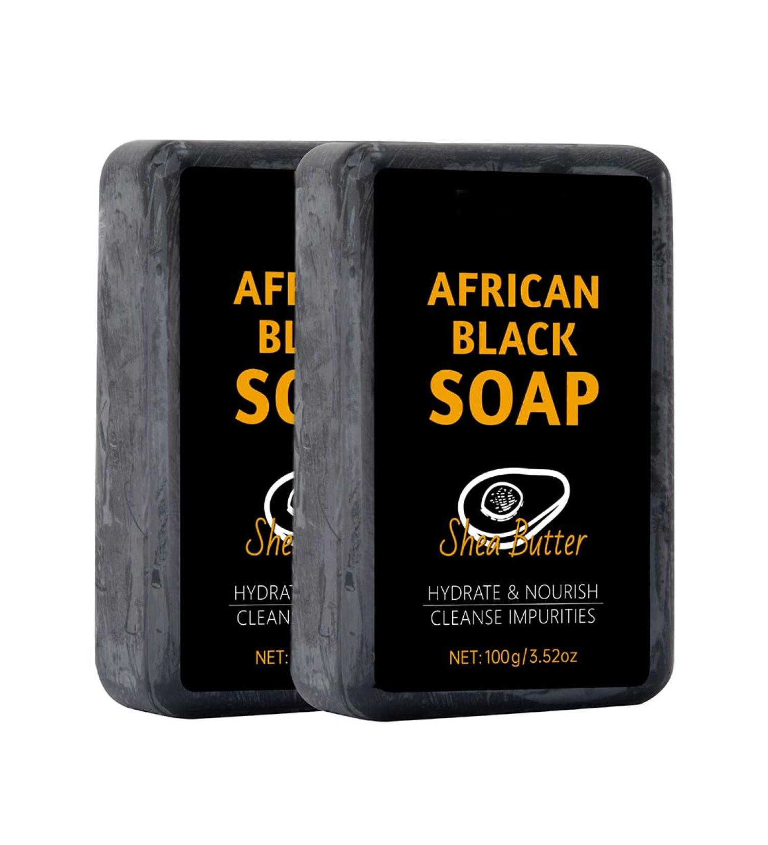  JHzood African Black Soap with Shea Butter Moisturizing and Nourishing 100g Care for Dry Oily and Sensitive Skin (3) - Buy Online on GoSupps.com