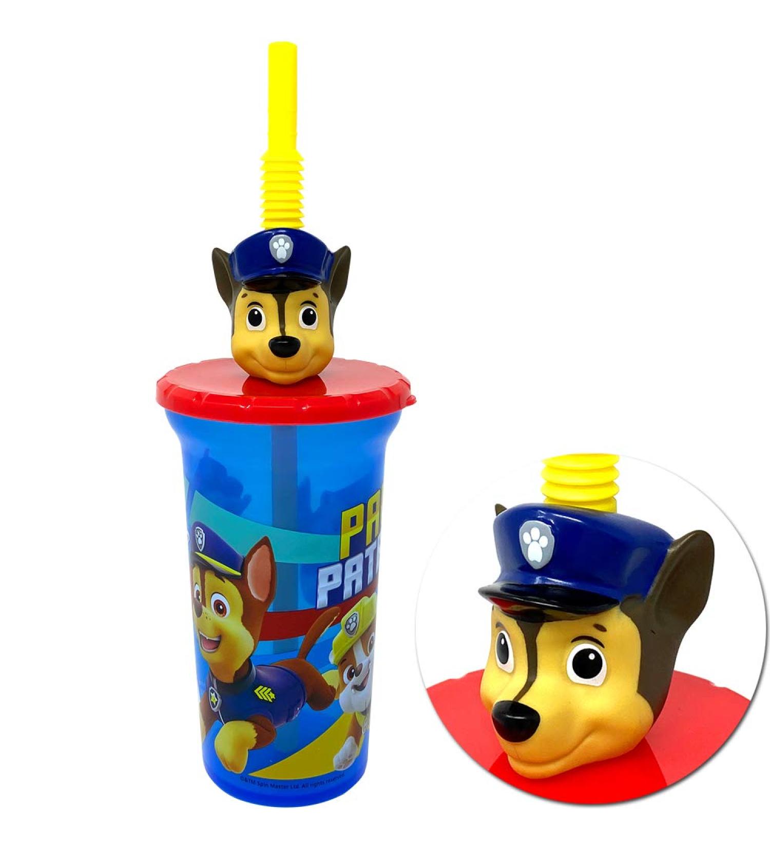Paw Patrol 3D Character Mold Water Tumbler - 15oz, BPA Free with Reusable Straw - Buy Online on GoSupps.com