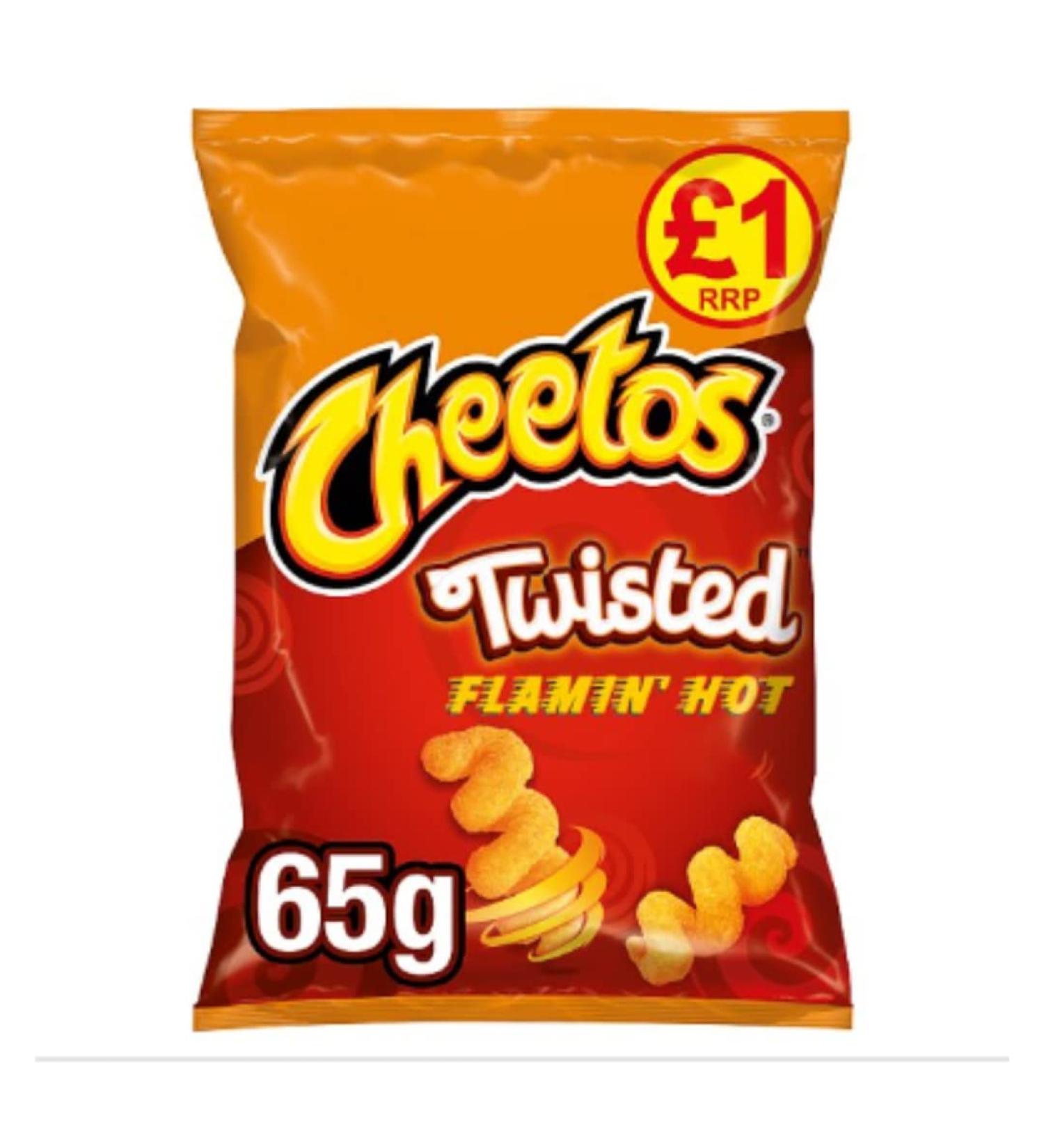 Cheetos Twisted Flamin' Hot Snacks 65g x Case of 15 Flamin Hot Snacks 15