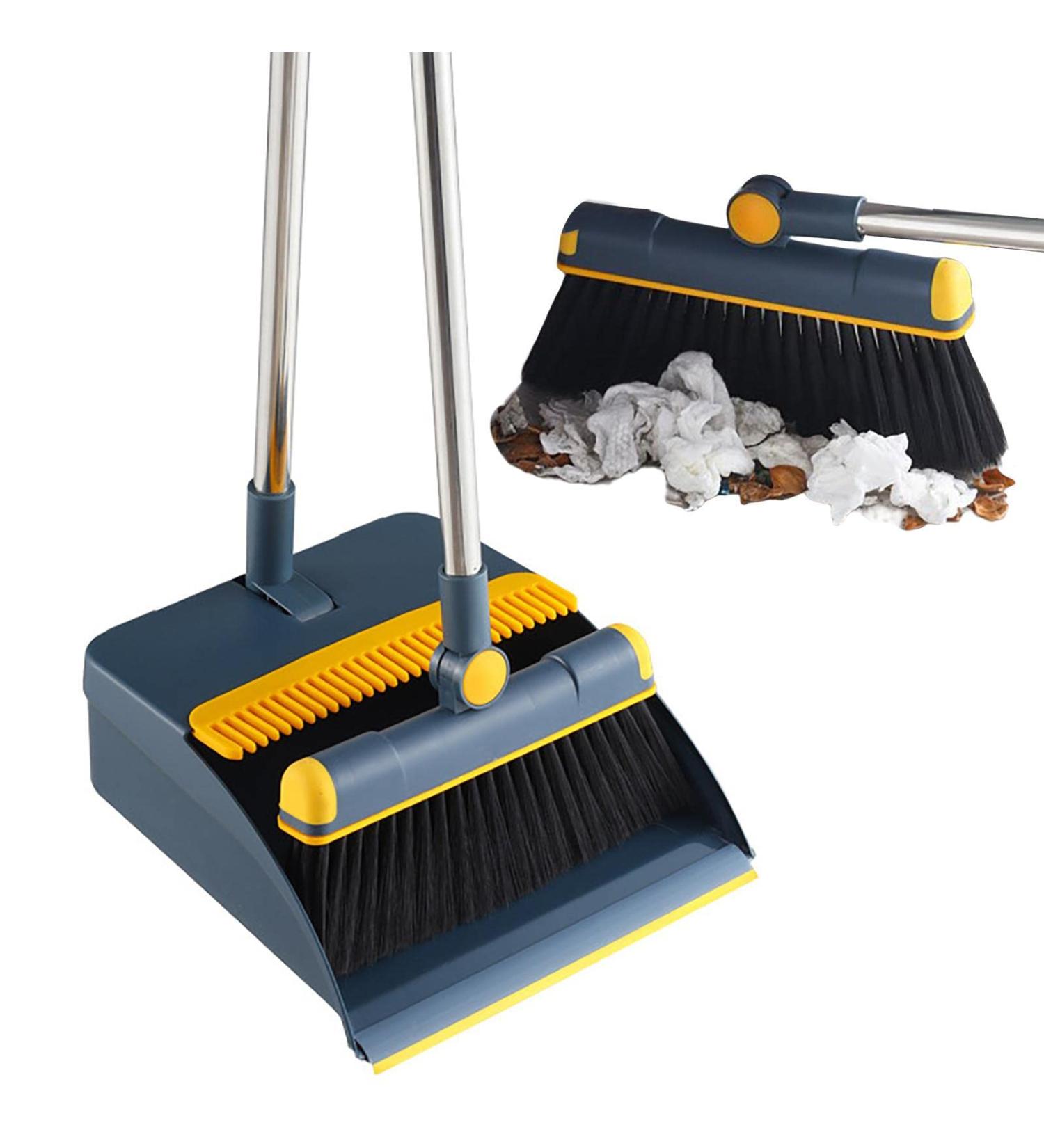 Broom and Dustpan Set - Sweeping Floor and Dustpan with Long Handle | Household Cleaning Accessories for Kitchen Living Room Bedroom Balcony Study Laundry Garage - Buy Online on GoSupps.com