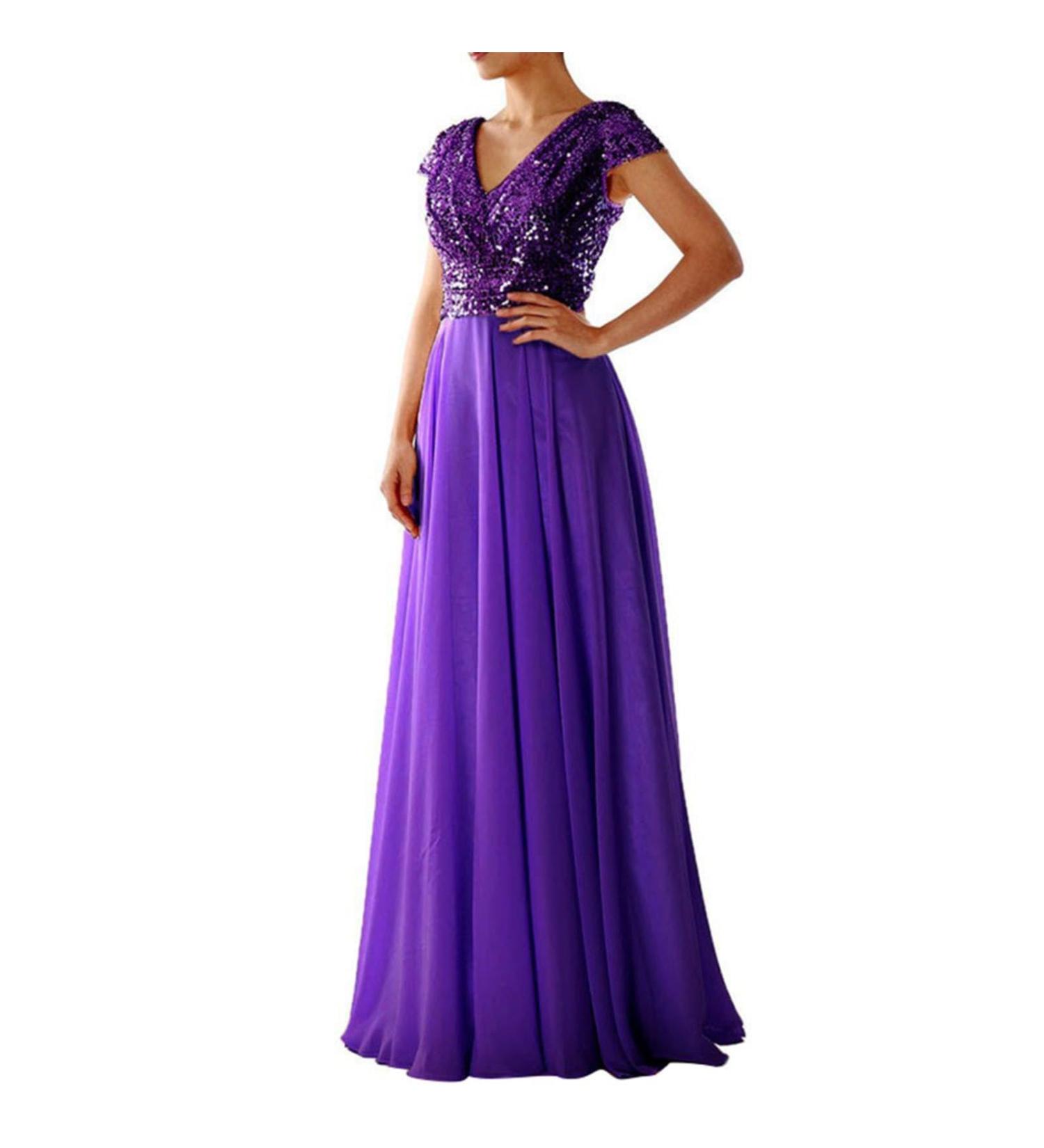 Buy Hanxiulin Women s V-Neck Glitter Mini-Line Corset Party Dress - Stylish Long-Sleeved Sequin Dress in Purple | International Shipping Available - Buy Online on GoSupps.com