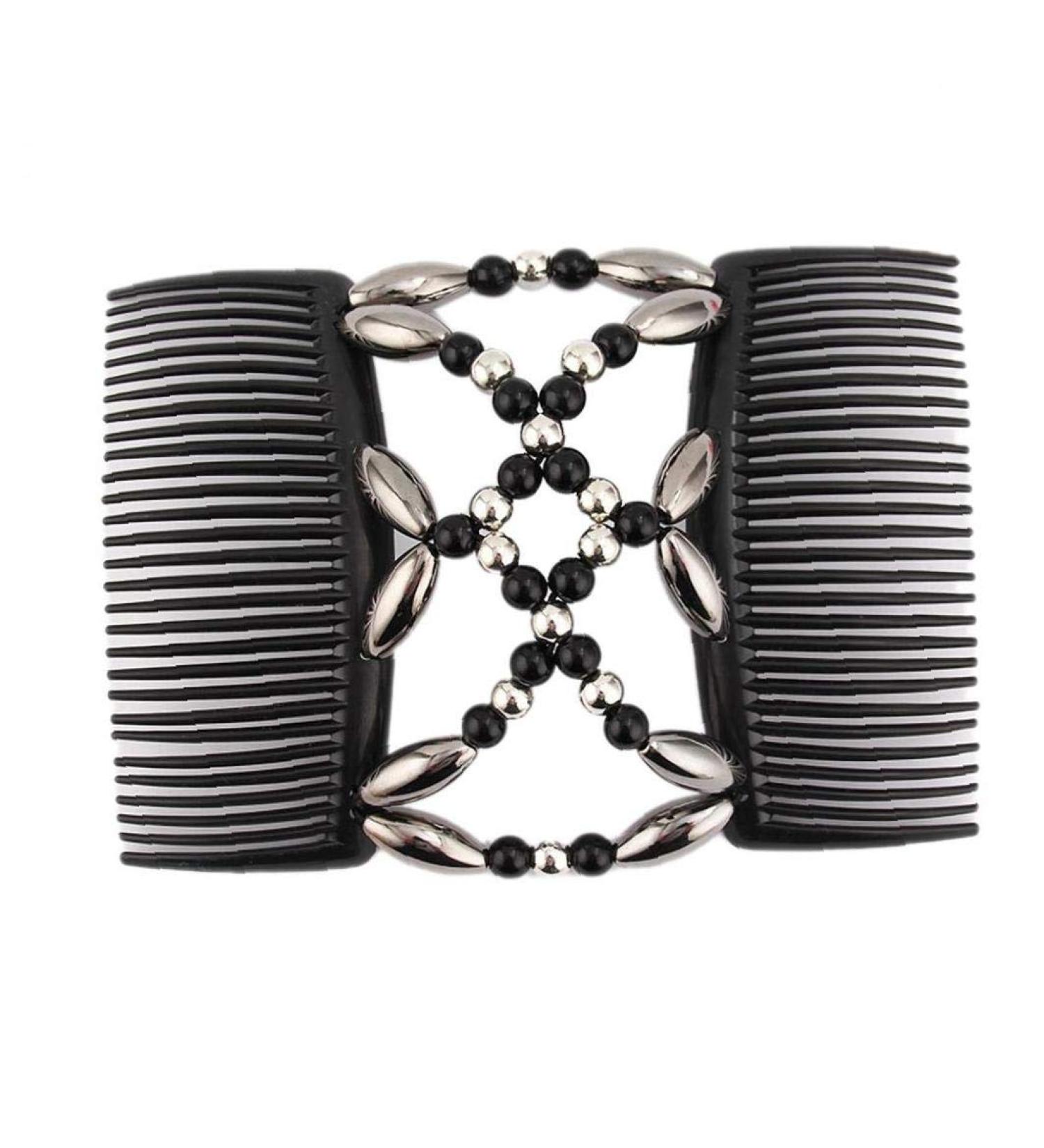 AMOYER Women's Magic Elastic Combs with Handmake Beads Double Clips Stretchy Comb Girl Accessories - Buy Online on GoSupps.com