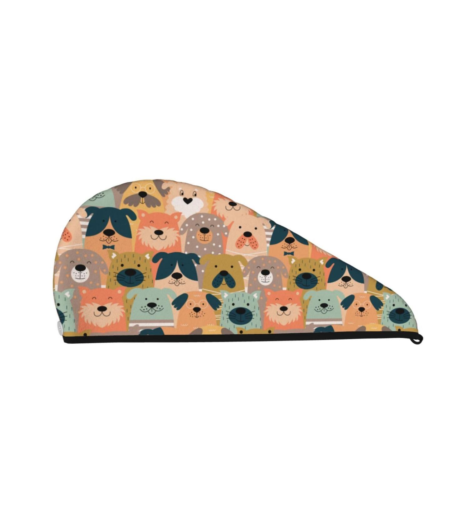 Buy Hair Towel Wrap for Quick Drying | Button Towel Turban in Colorful Dogs Design - Ideal for All Hair Types - Buy Online on GoSupps.com
