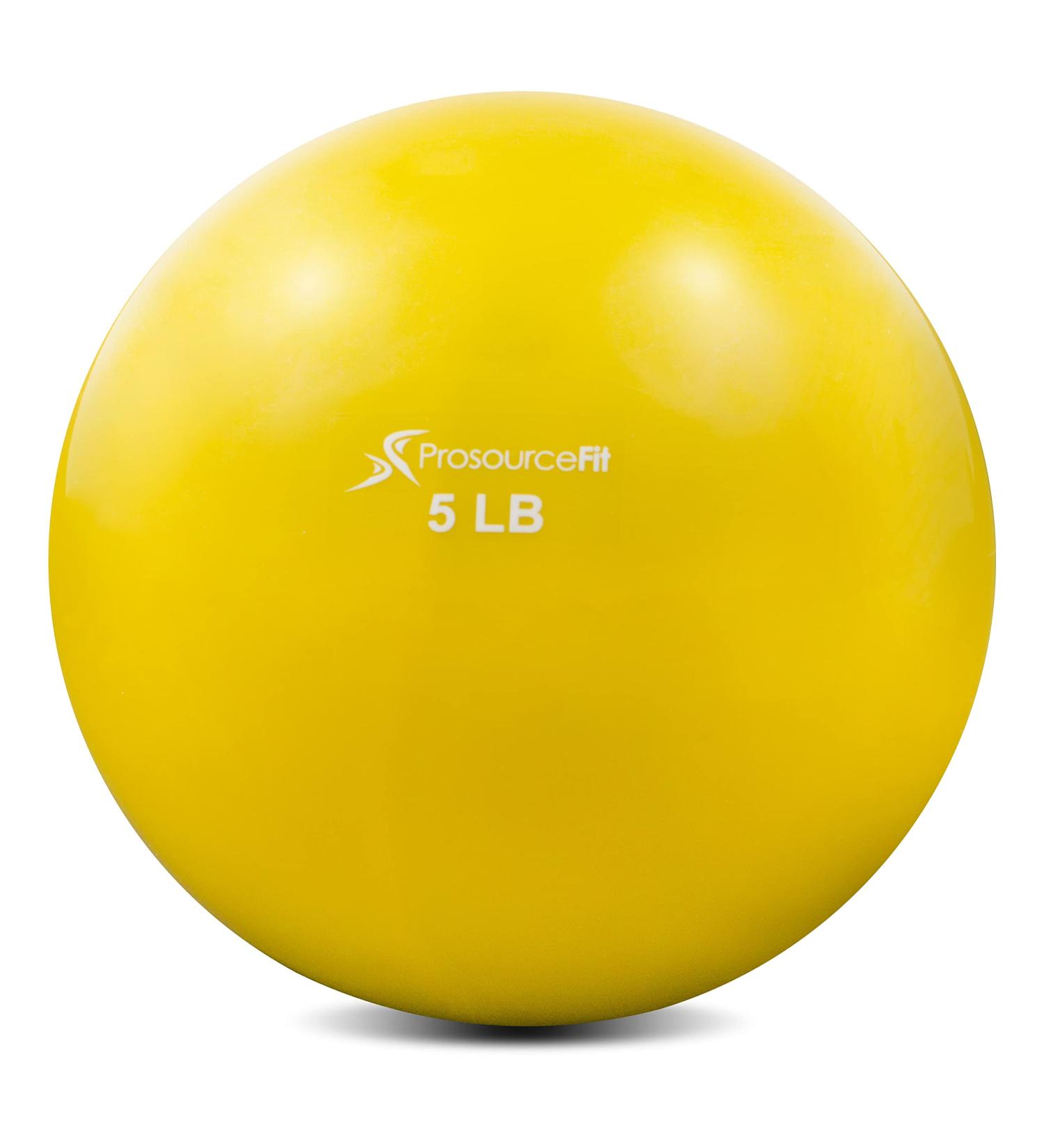ProsourceFit 5lb Weighted Toning Exercise Ball for Pilates - Yellow - Buy Online on GoSupps.com