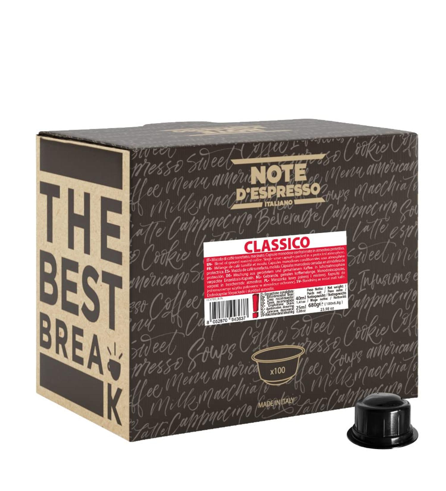  Note d'Espresso Note d'Espresso Caf Classico 100 Capsules - Buy Online on GoSupps.com