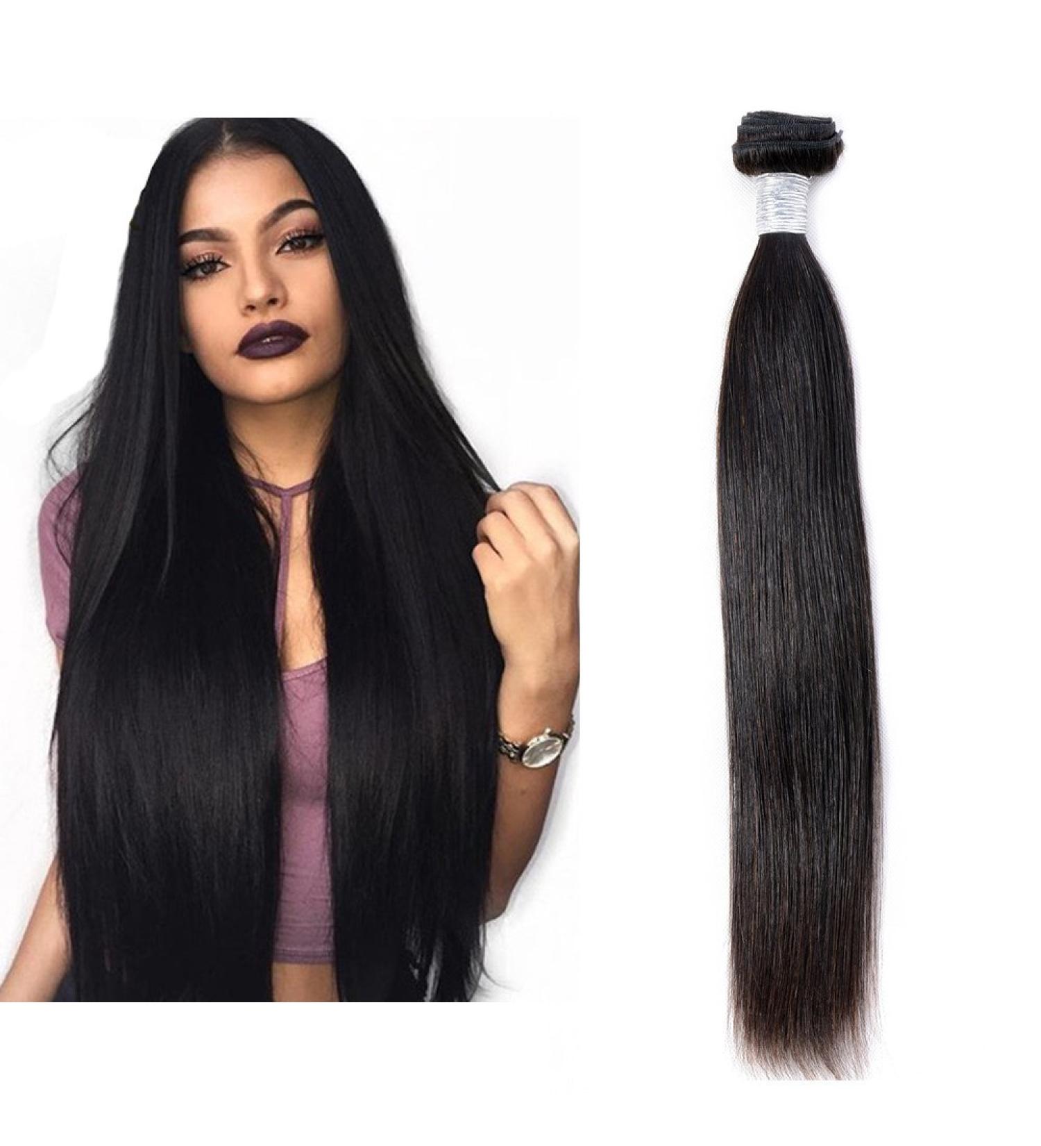 MILA 10-28 100% Real Brazilian Virgin Hair Bundles - Silky Straight Human Hair Weaving Extensions (100g/PC) - Premium Quality 28 Hair Weave - Buy Online on GoSupps.com